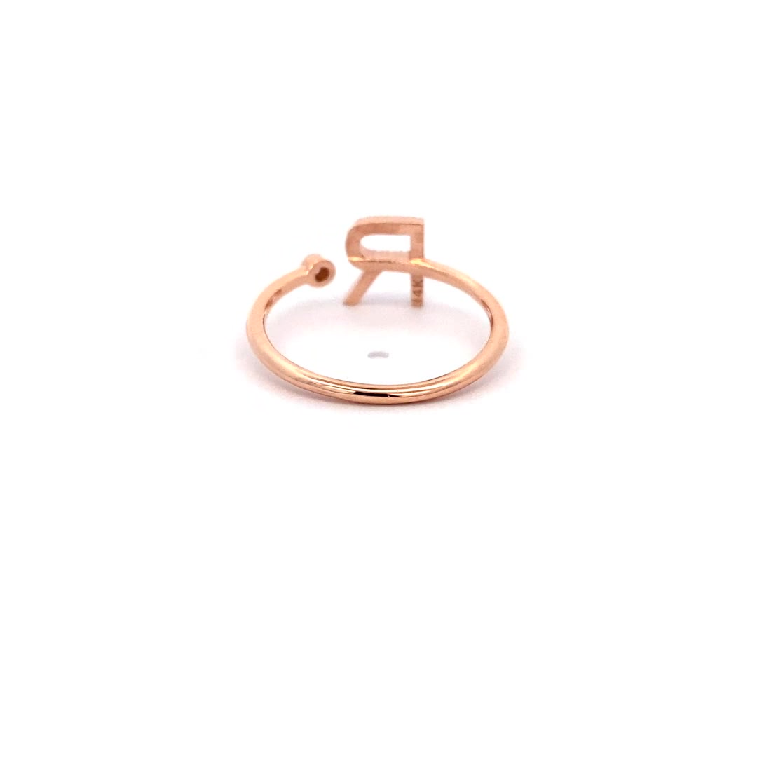 14K Gold Diamond Initial Ring R(0.10ct) - dagatchi.com