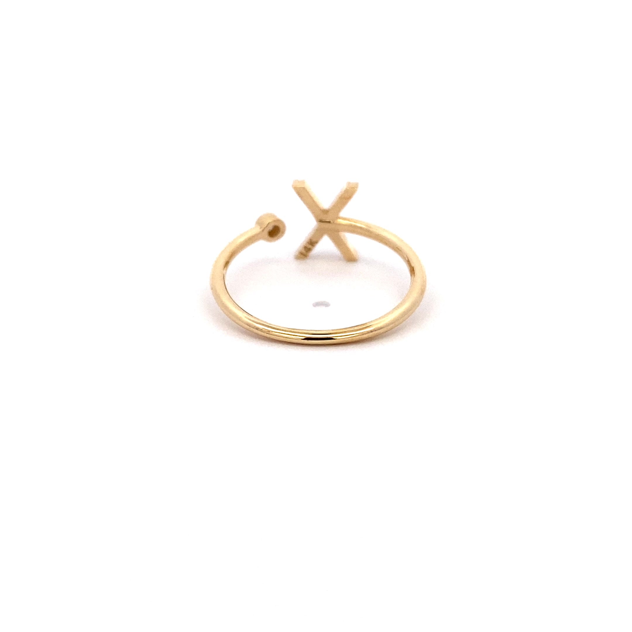 14K Gold Diamond Initial Ring X(0.08ct) - dagatchi.com