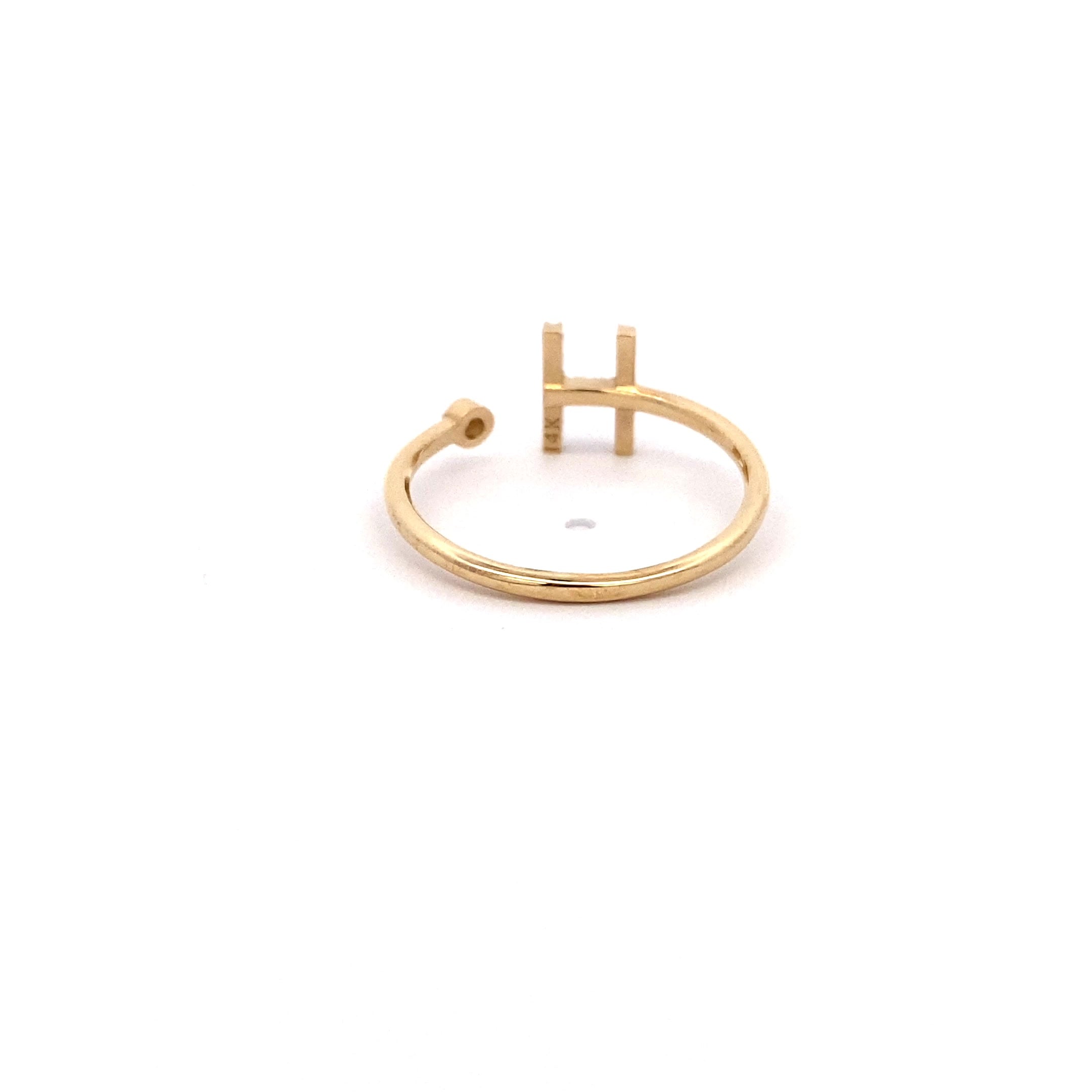 14K Gold Diamond Initial Ring H(0.08ct) - dagatchi.com