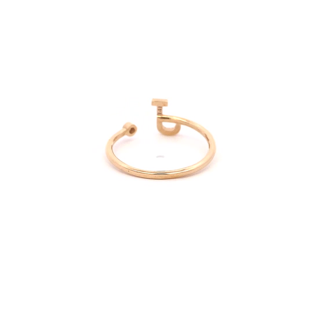 14K Gold Diamond Initial Ring J(0.07ct) - dagatchi.com