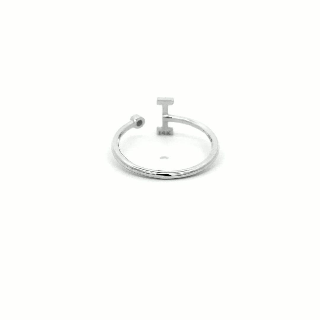14K Gold Diamond Initial Ring I(0.06ct) - dagatchi.com
