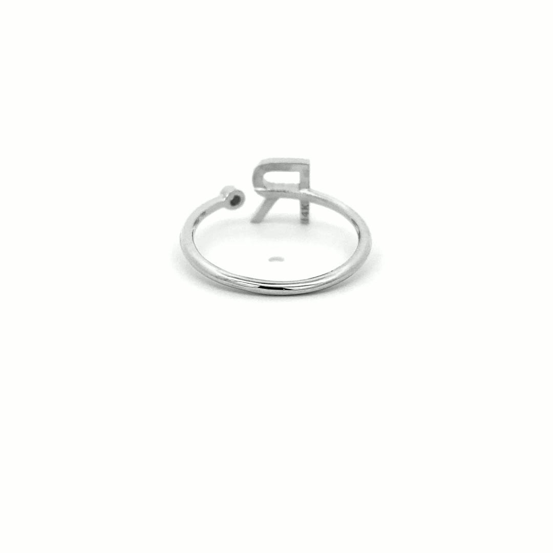 14K Gold Diamond Initial Ring R(0.10ct) - dagatchi.com