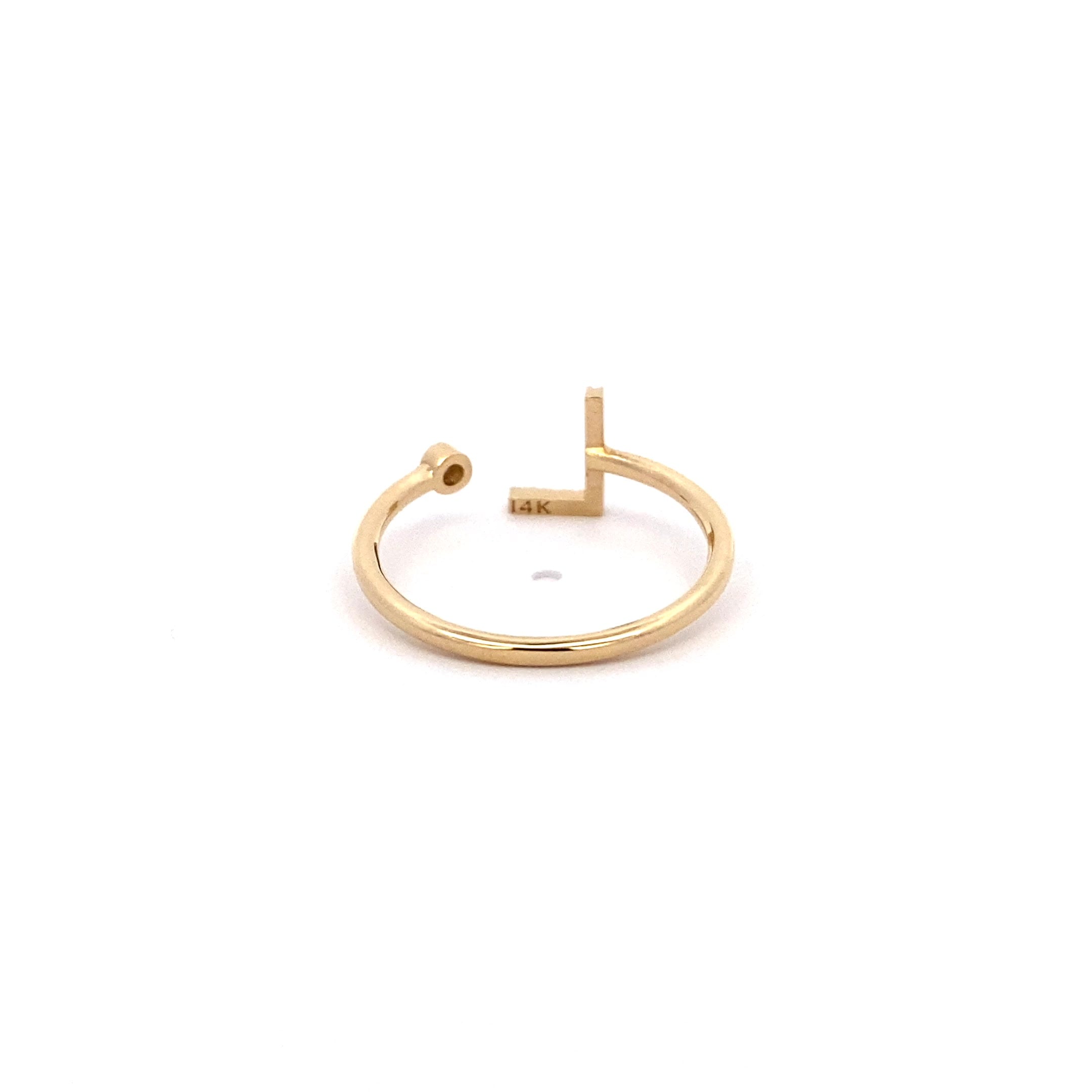14K Gold Diamond Initial Ring L(0.06ct) - dagatchi.com