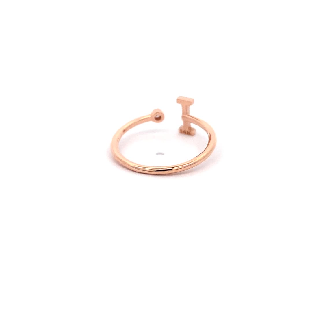 14K Gold Diamond Initial Ring I(0.06ct) - dagatchi.com