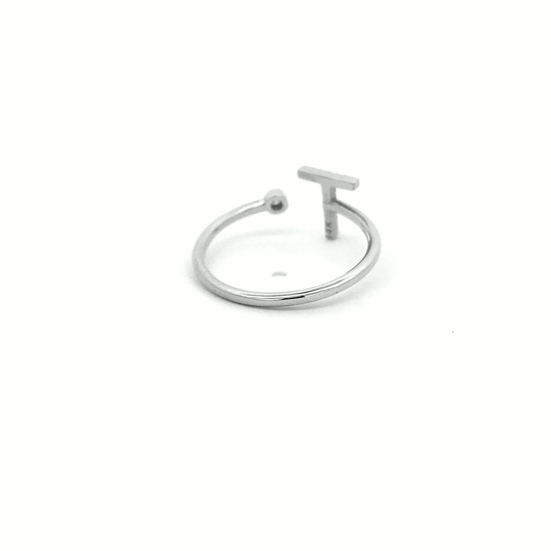 14K Gold Diamond Initial Ring T(0.07ct) - dagatchi.com