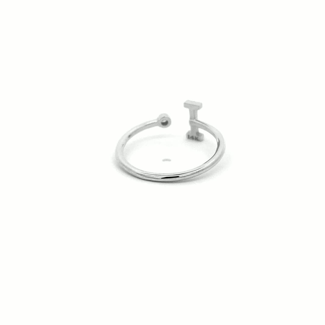 14K Gold Diamond Initial Ring I(0.06ct) - dagatchi.com