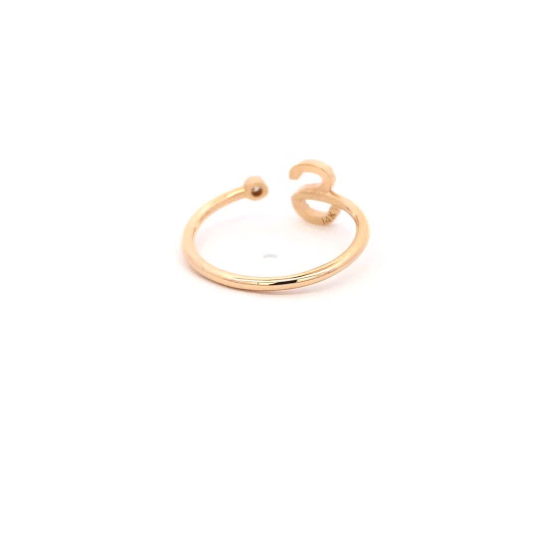 14K Gold Diamond Initial Ring S(0.09ct) - dagatchi.com