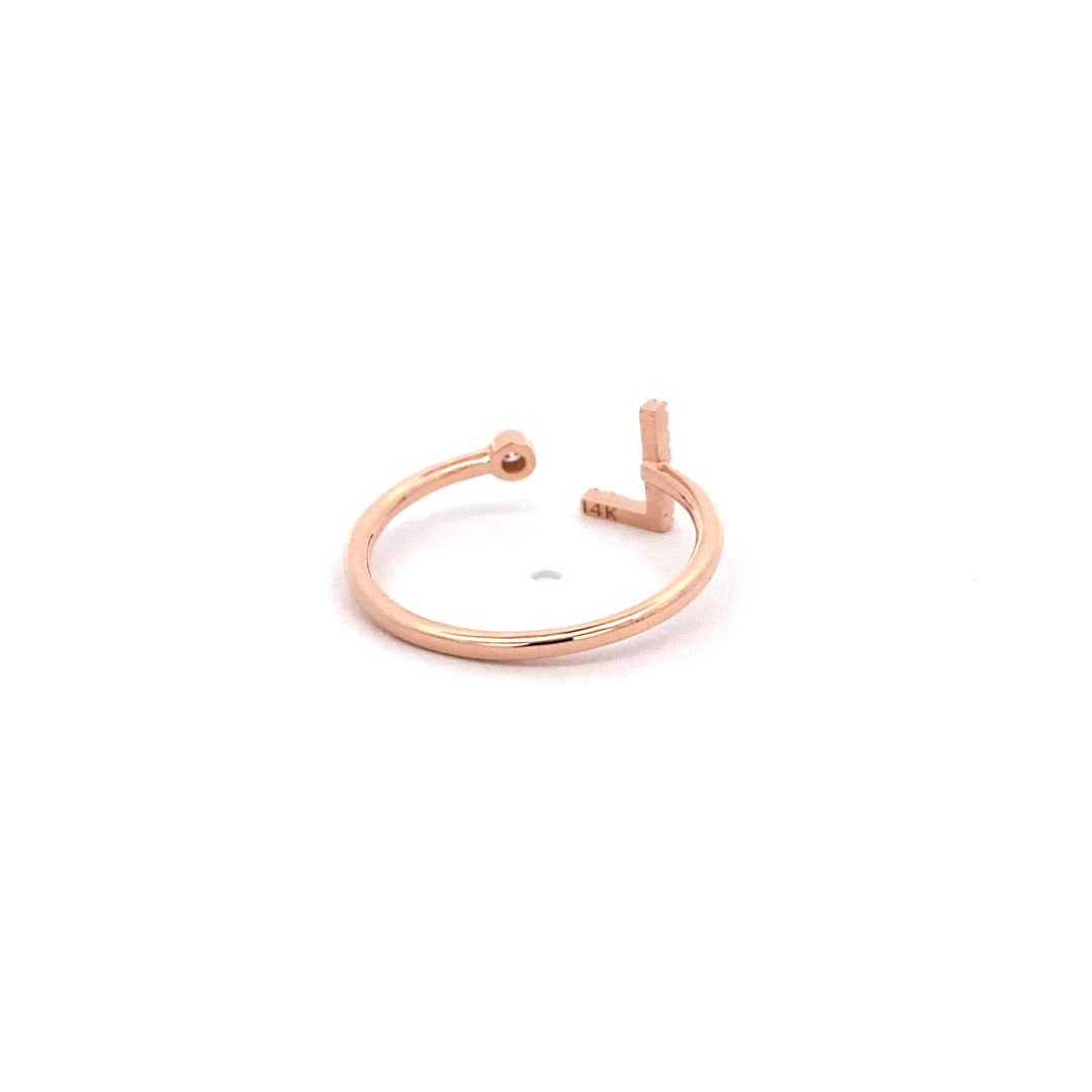14K Gold Diamond Initial Ring L(0.06ct) - dagatchi.com