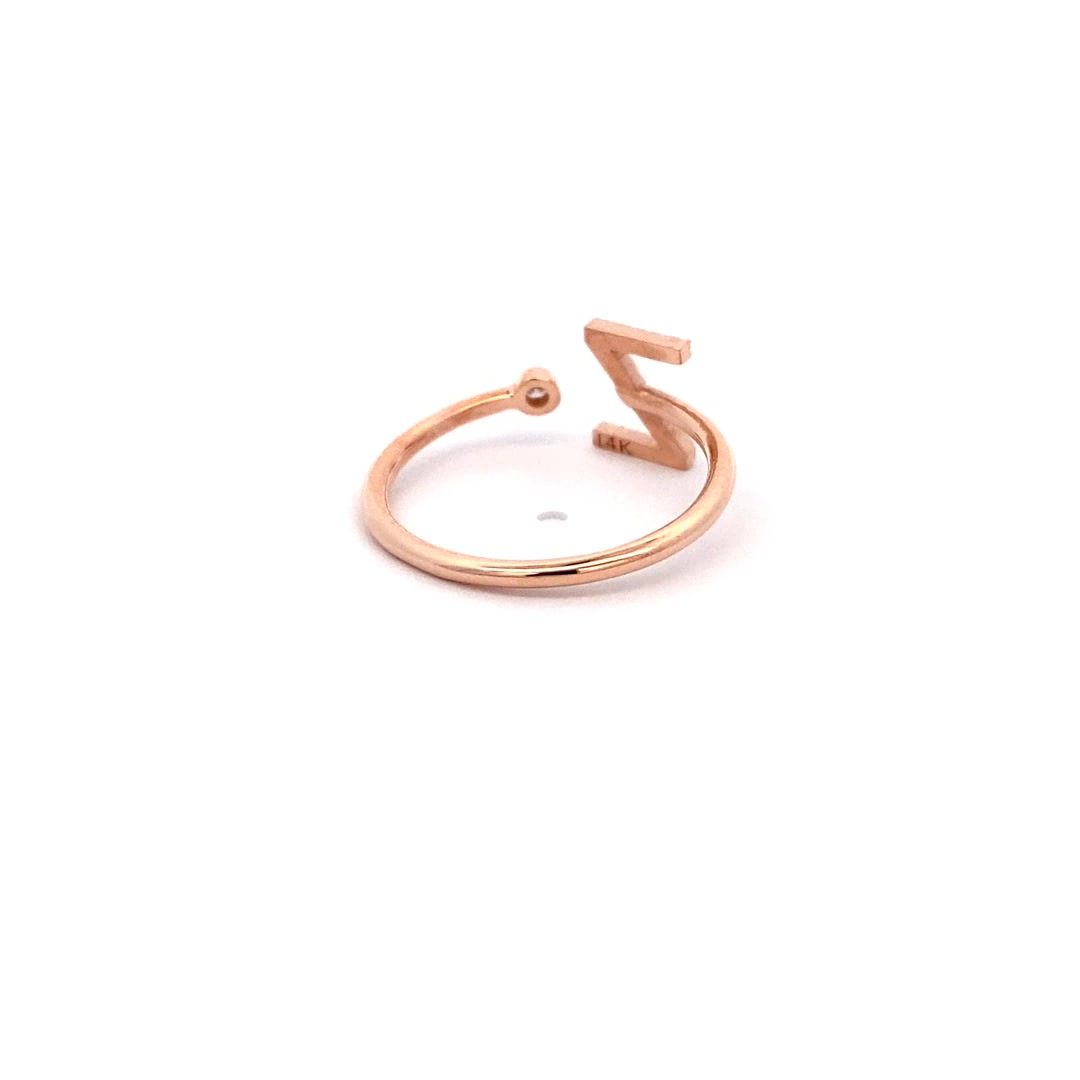 14K Gold Diamond Initial Ring Z(0.09ct) - dagatchi.com