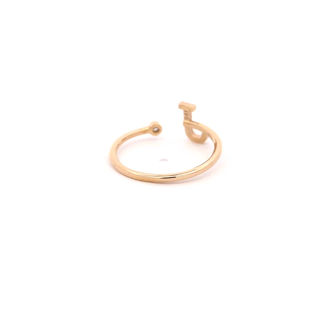 14K Gold Diamond Initial Ring J(0.07ct) - dagatchi.com