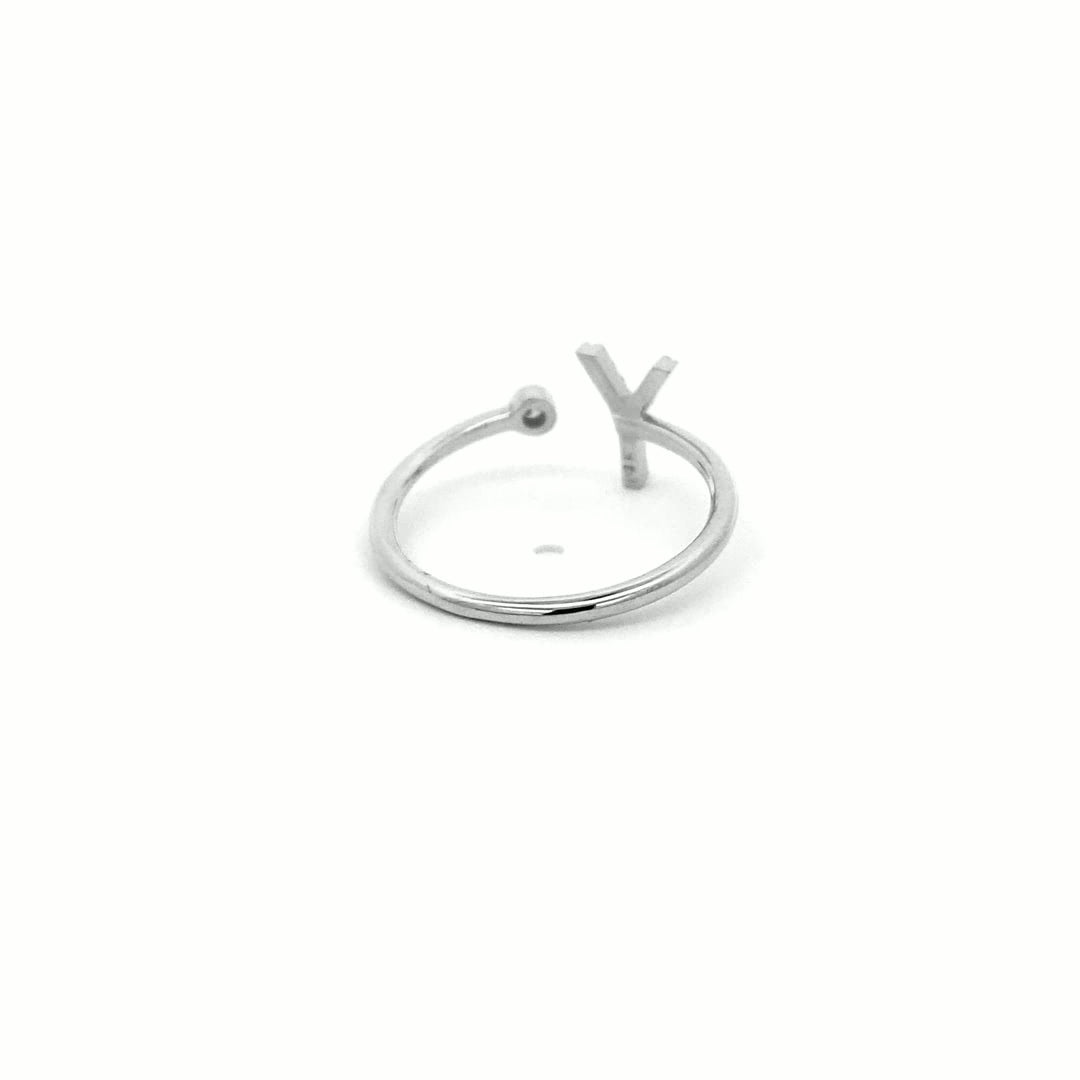 14K Gold Diamond Initial Ring Y(0.07ct) - dagatchi.com