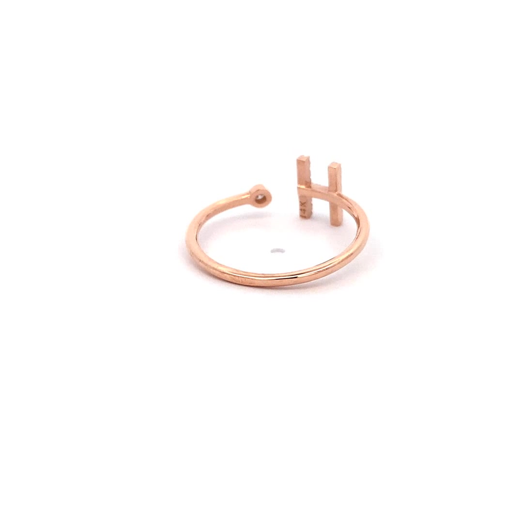 14K Gold Diamond Initial Ring H(0.08ct) - dagatchi.com