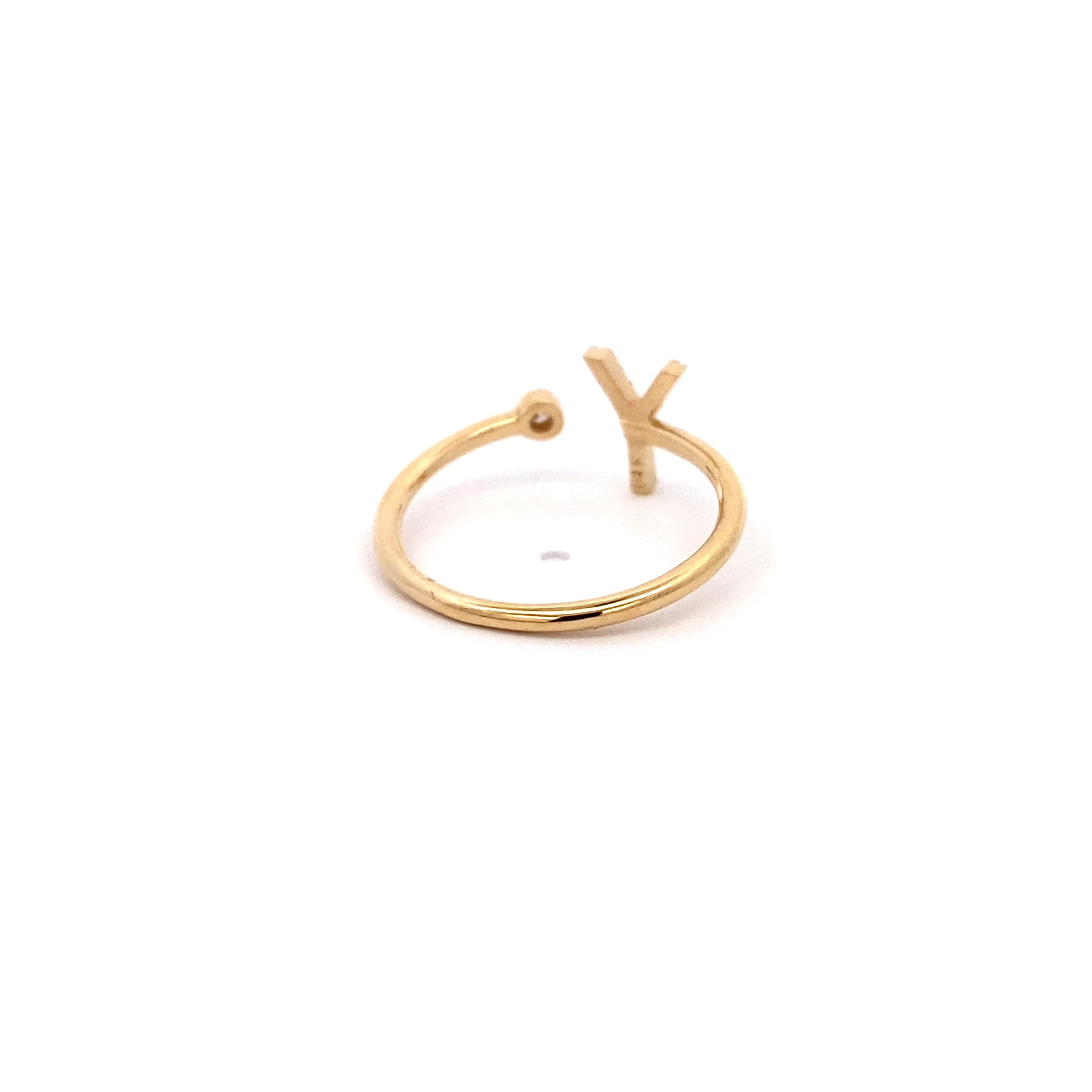 14K Gold Diamond Initial Ring Y(0.07ct) - dagatchi.com