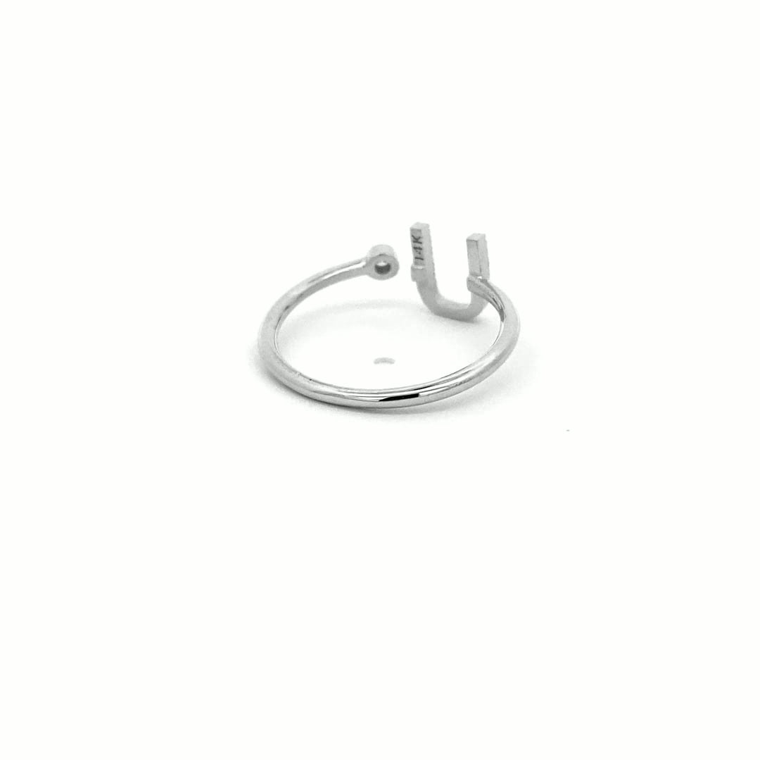 14K Gold Diamond Initial Ring U(0.09ct) - dagatchi.com
