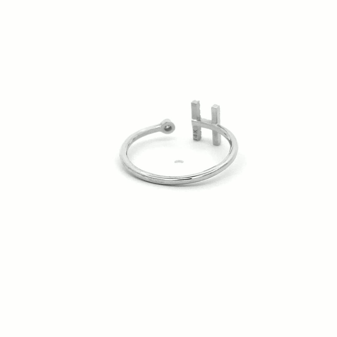 14K Gold Diamond Initial Ring H(0.08ct) - dagatchi.com