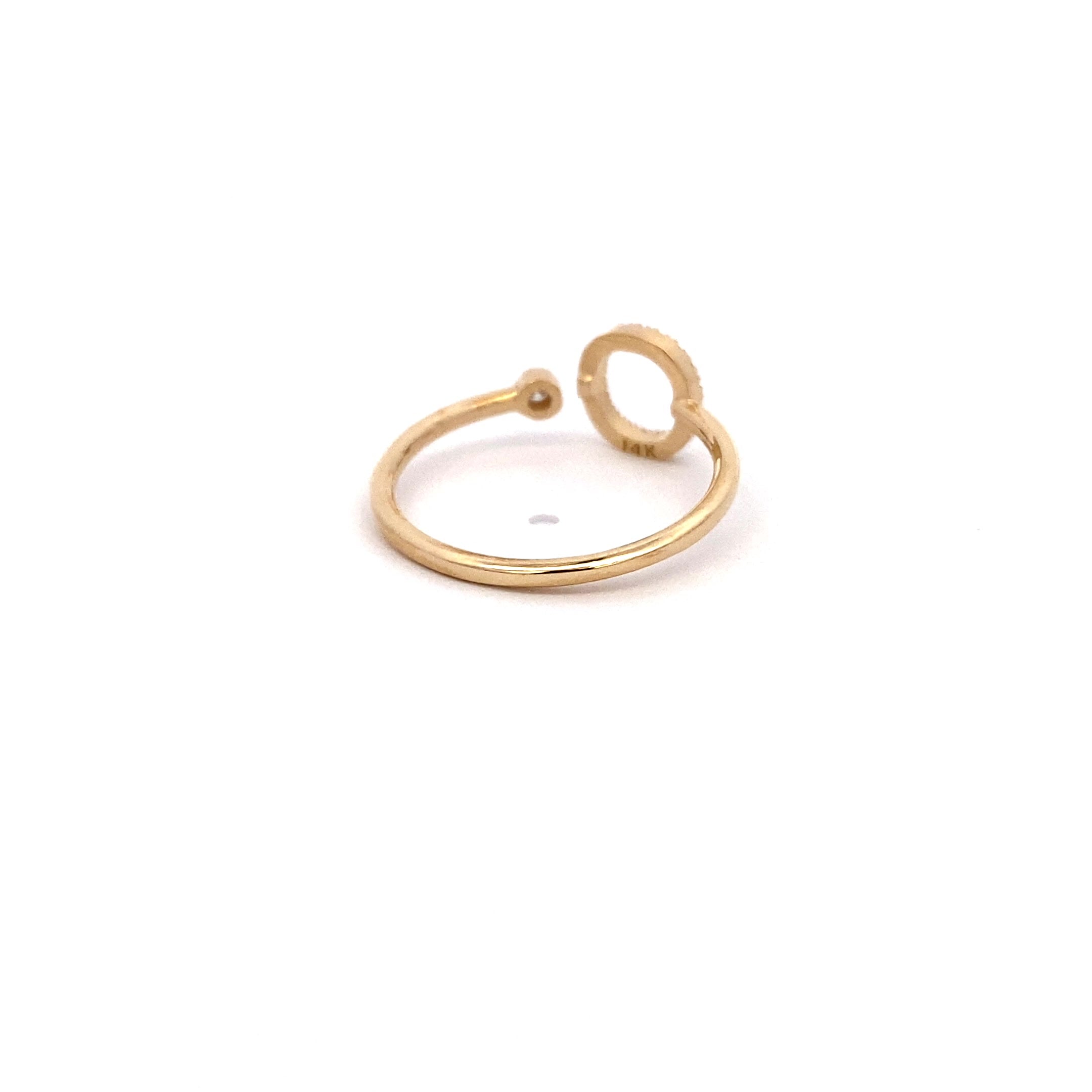 14K Gold Diamond Initial Ring O(0.09ct) - dagatchi.com