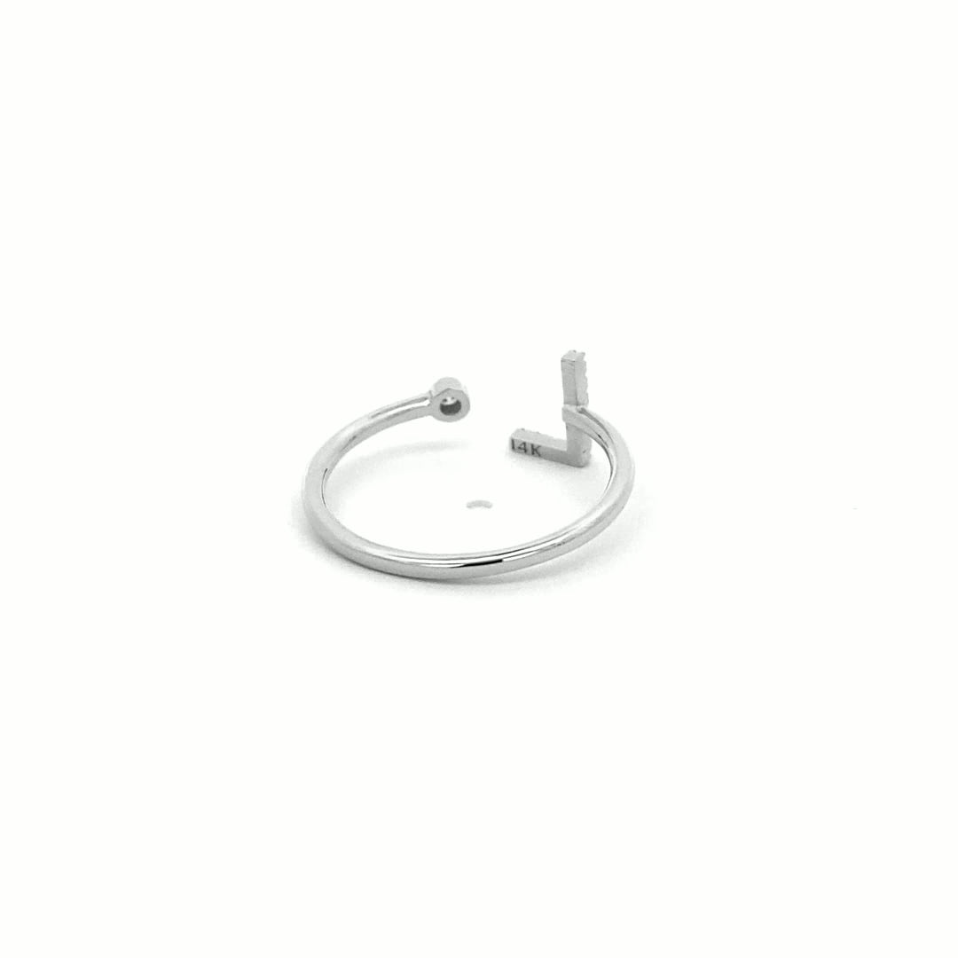14K Gold Diamond Initial Ring L(0.06ct) - dagatchi.com