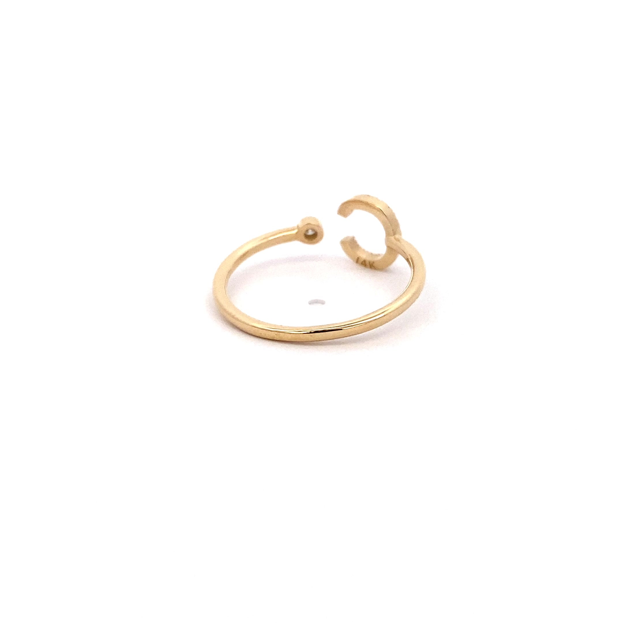 14K Gold Diamond Initial Ring C(0.08ct) - dagatchi.com
