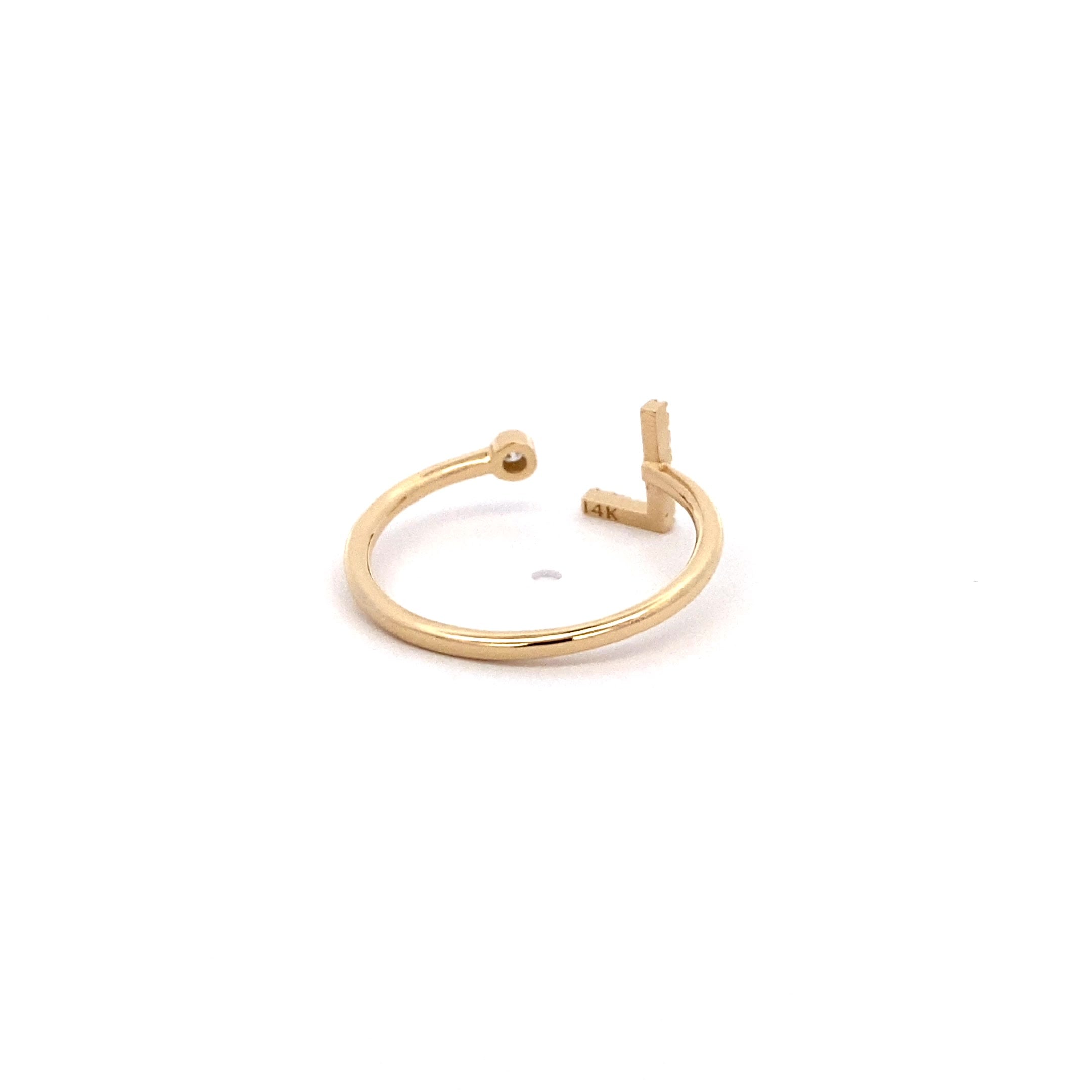 14K Gold Diamond Initial Ring L(0.06ct) - dagatchi.com