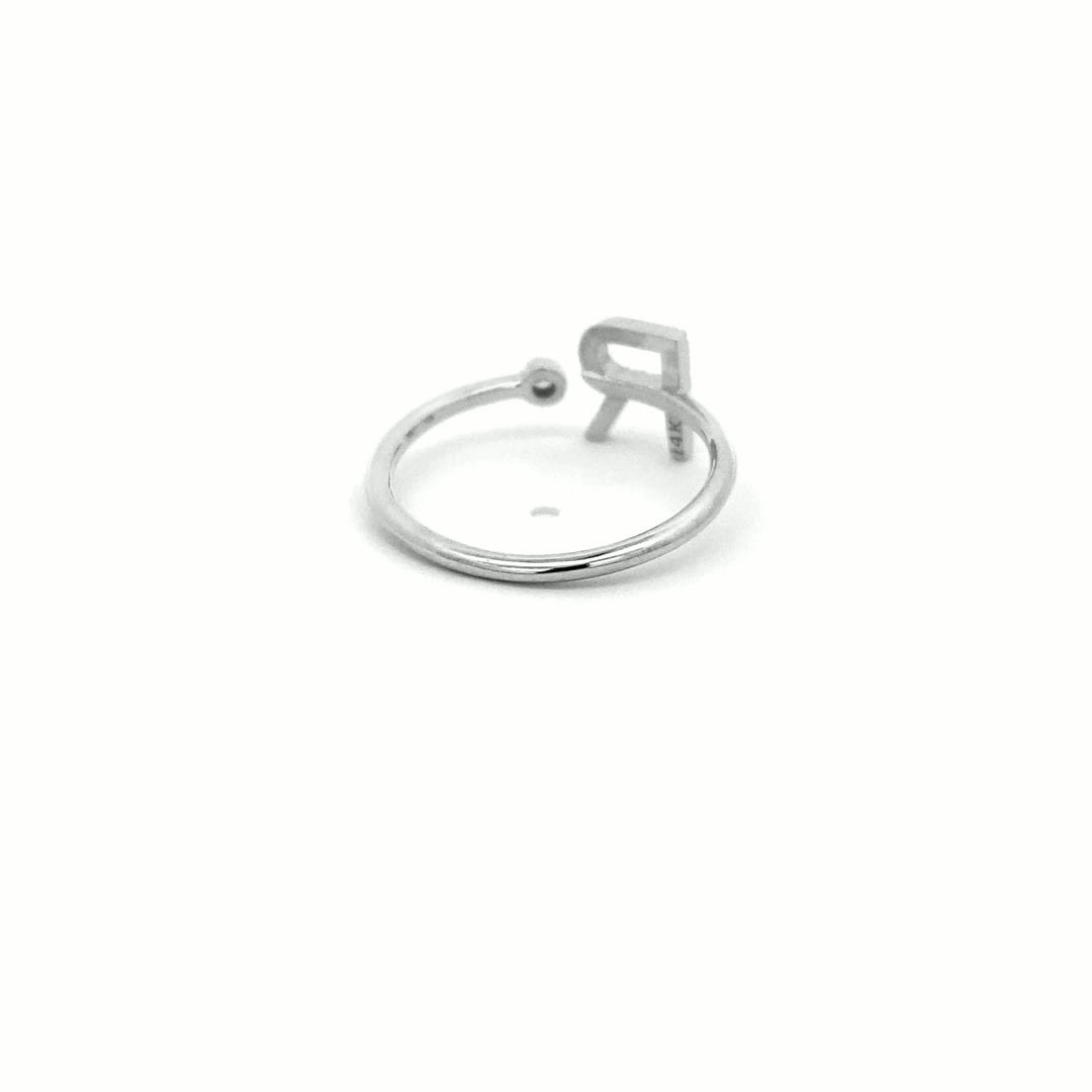 14K Gold Diamond Initial Ring R(0.10ct) - dagatchi.com