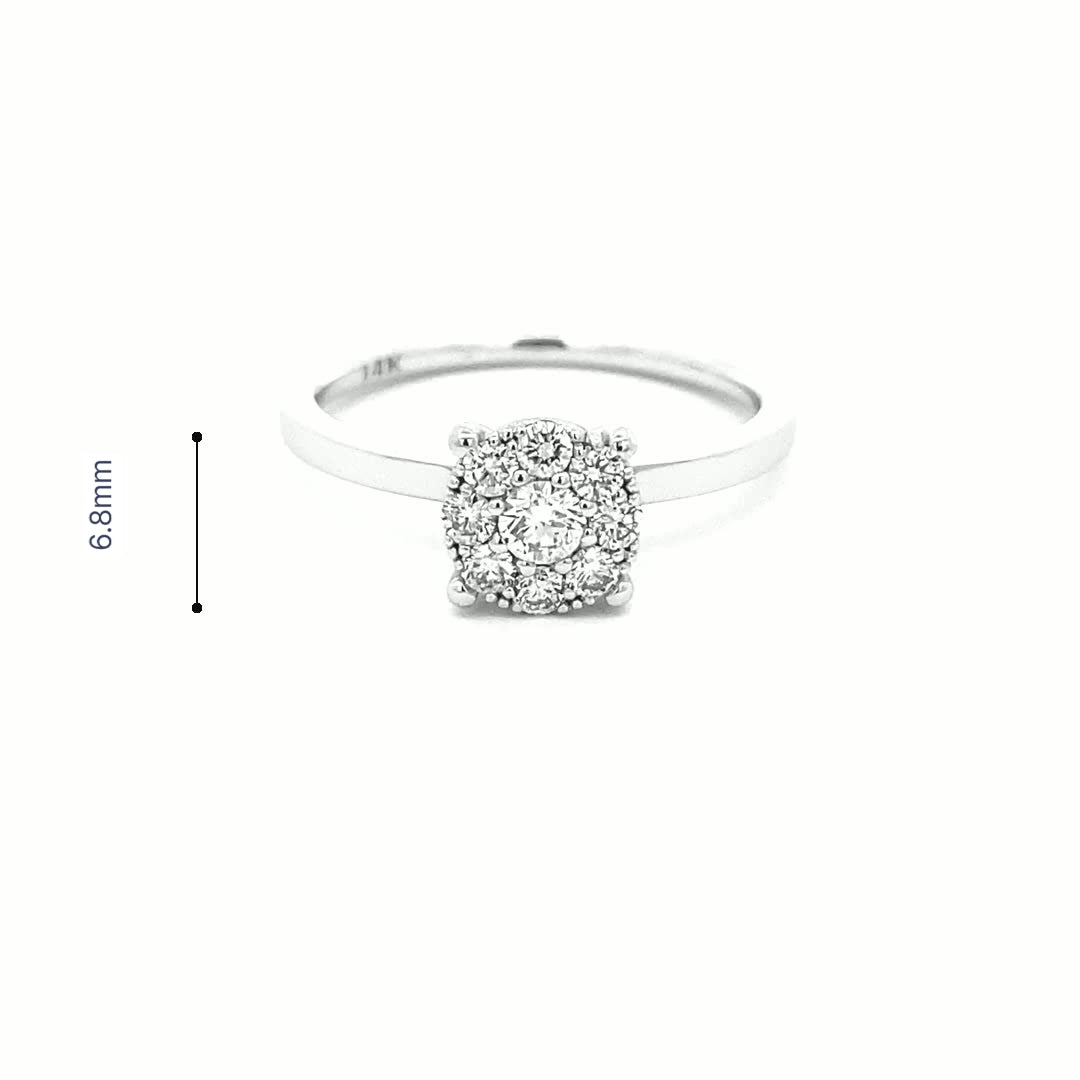 14K White Gold Diamond Round Cluster Solitaire Ring(0.39ct) - dagatchi.com