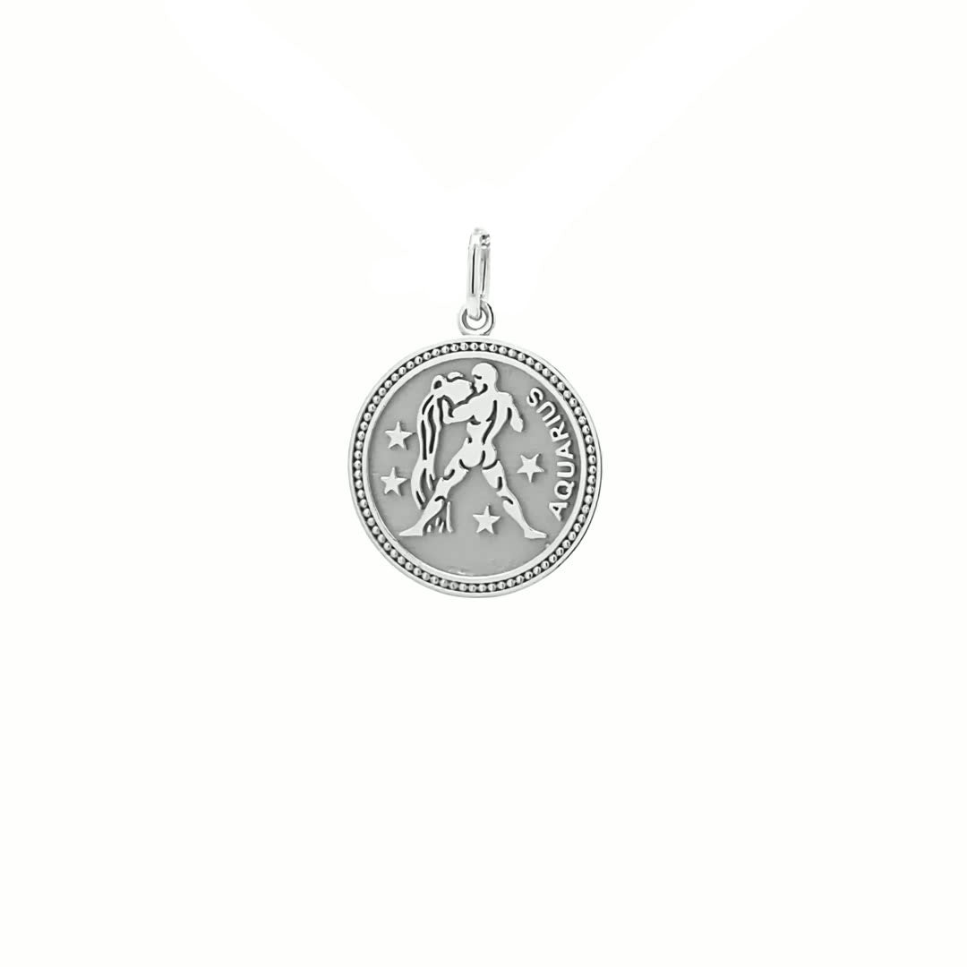 14K  Gold 18mm Zodiac Sign Aquarius Pendant - dagatchi.com