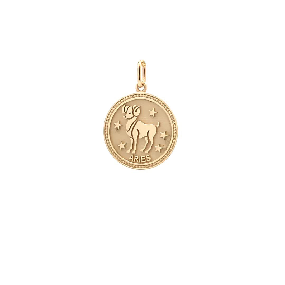 14K  Gold 18mm Zodiac Sign Aries Pendant - dagatchi.com
