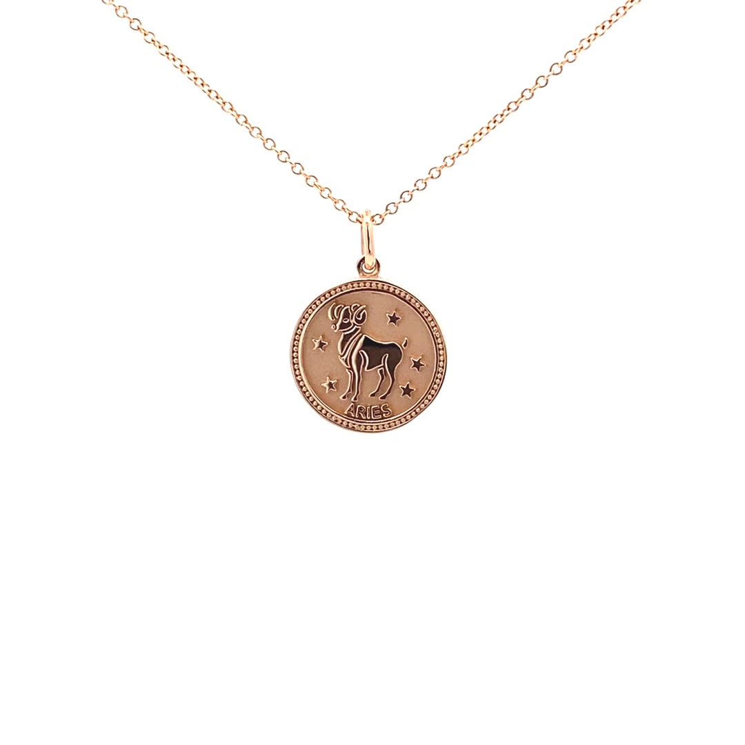 14K  Gold 13mm Zodiac Sign Aries Pendant - dagatchi.com