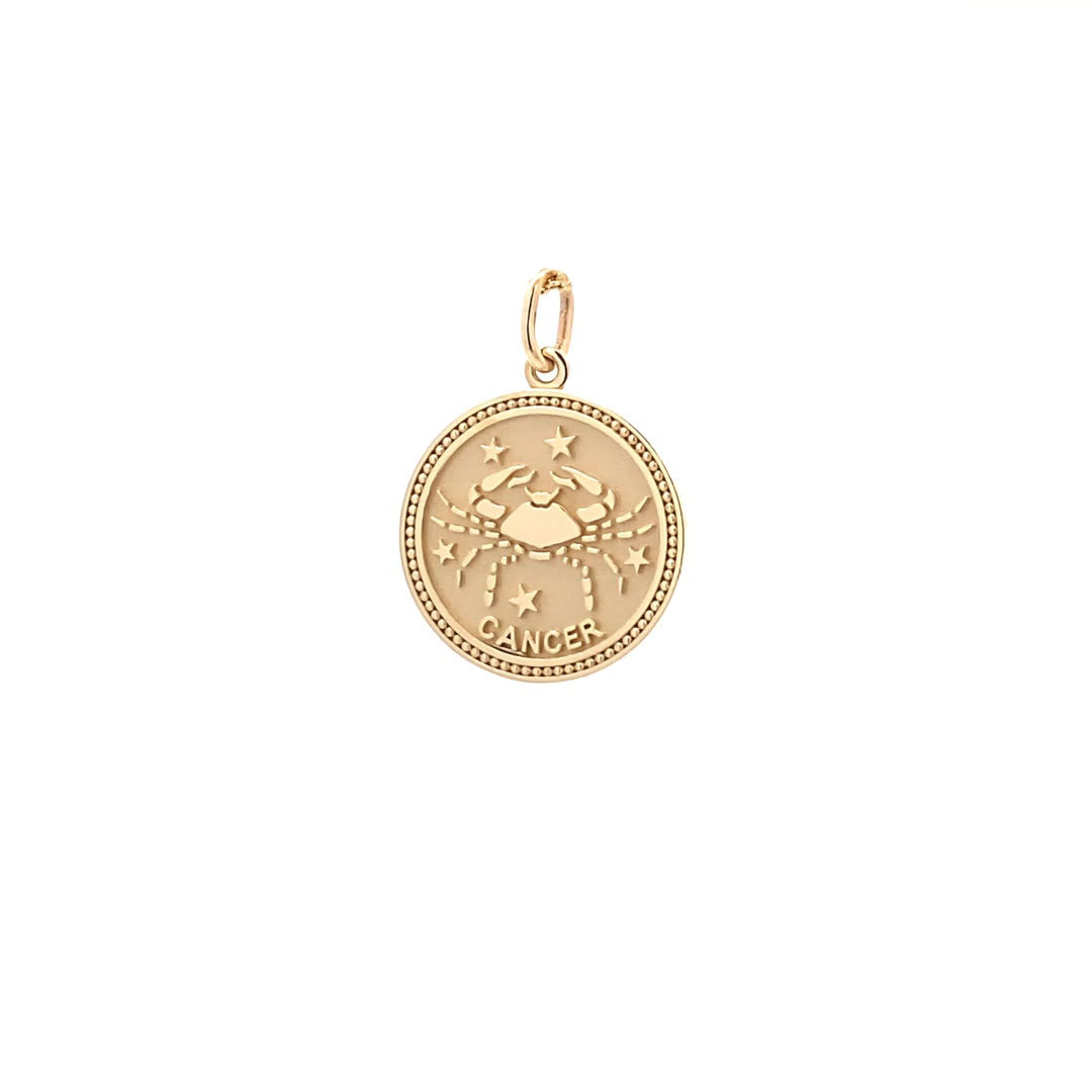 14K  Gold 18mm Zodiac Sign Cancer Pendant - dagatchi.com