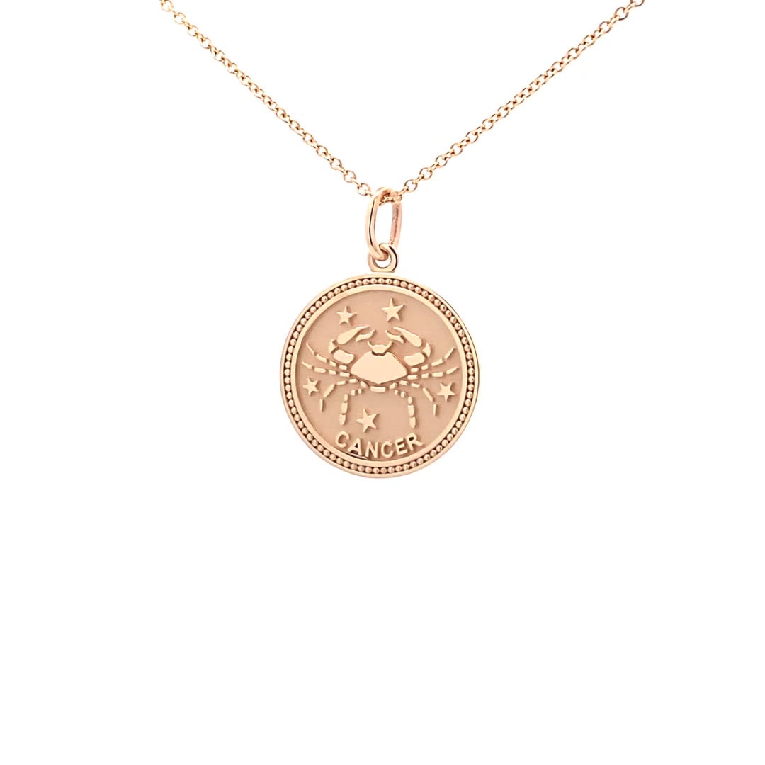 14K  Gold 18mm Zodiac Sign Cancer Pendant - dagatchi.com