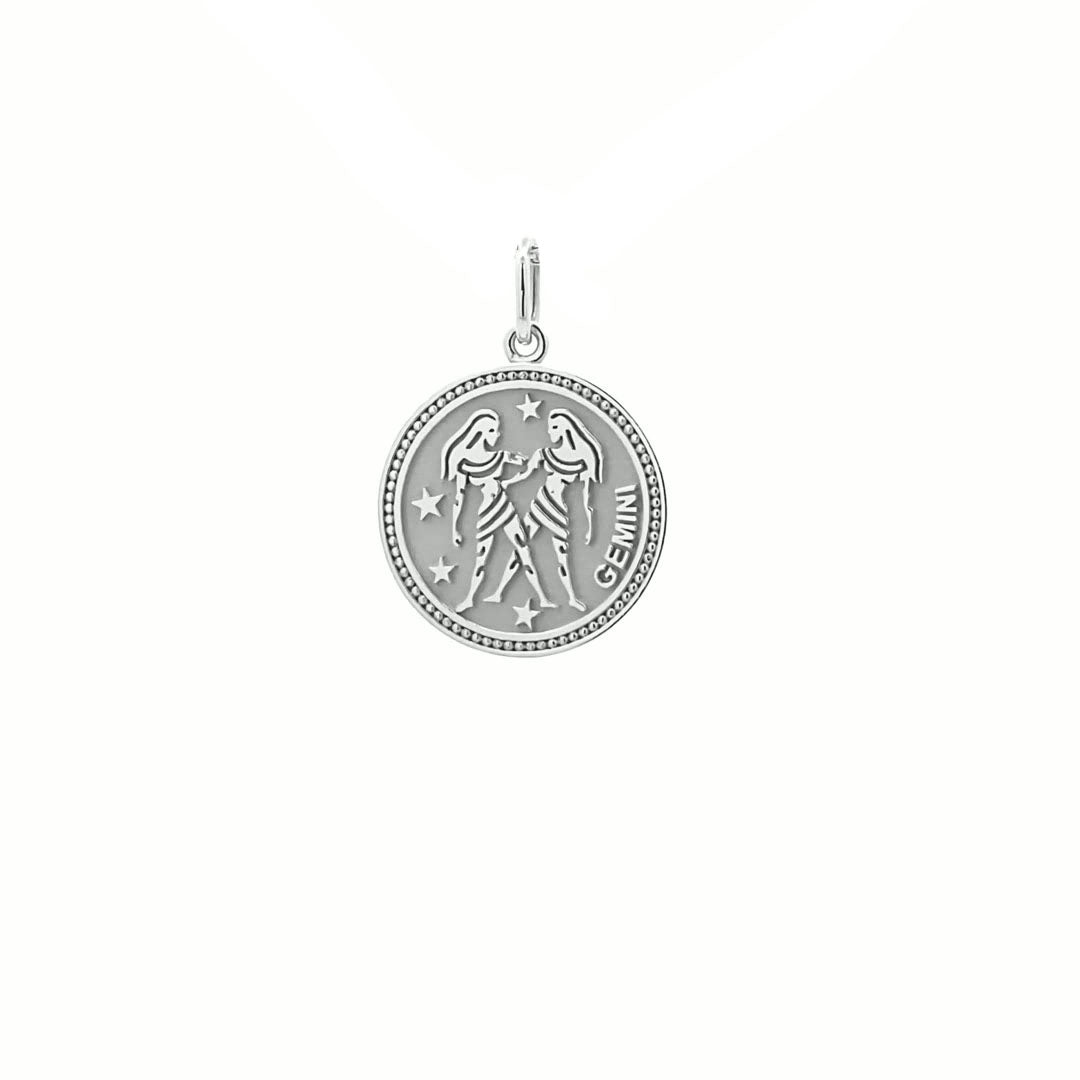 14K  Gold 18mm Zodiac Sign Gemini Pendant - dagatchi.com