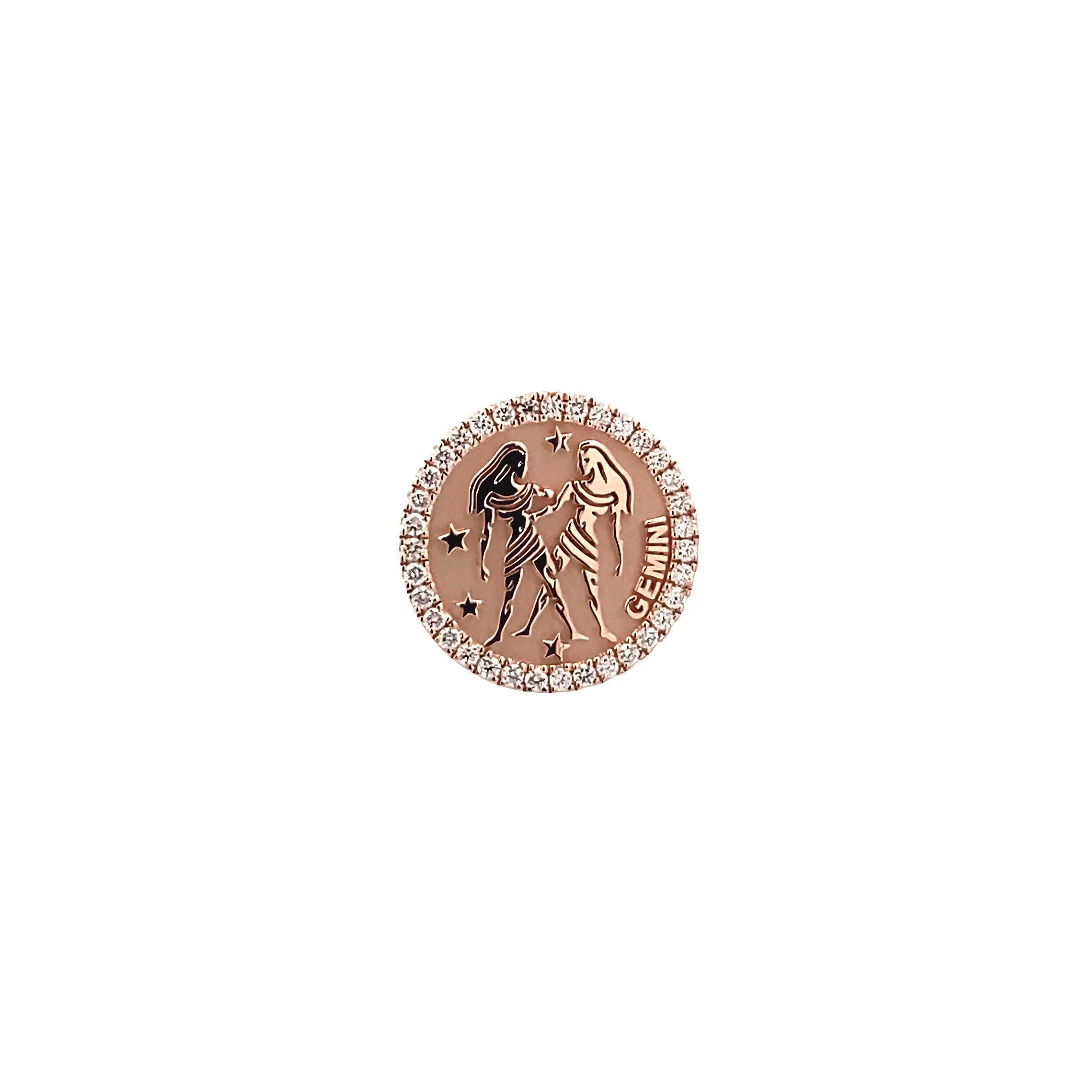 14K Gold 18mm Diamond Zodiac Sign Gemini Ring(0.45ct) - dagatchi.com