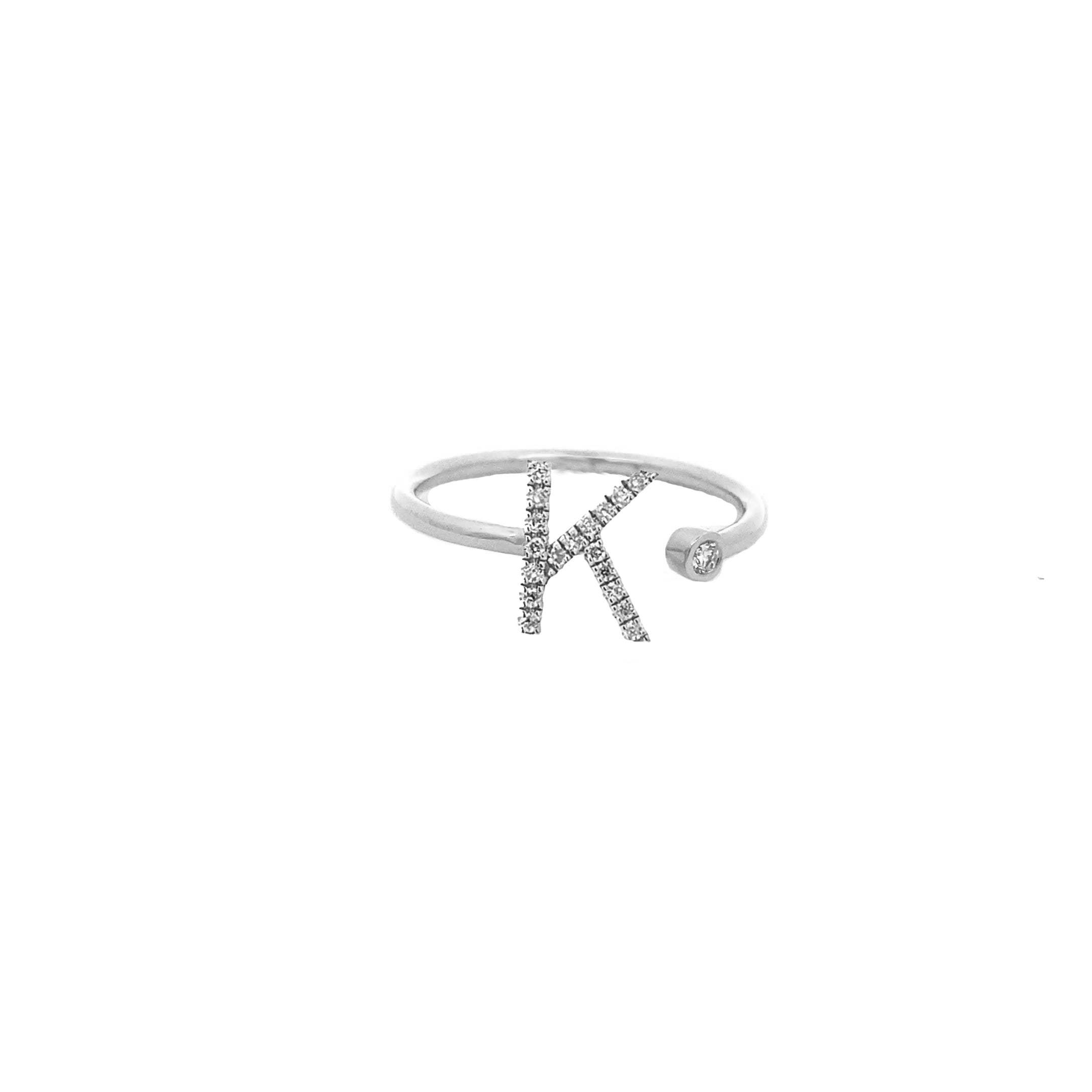 14K Gold Diamond Initial Ring K(0.09ct) - dagatchi.com