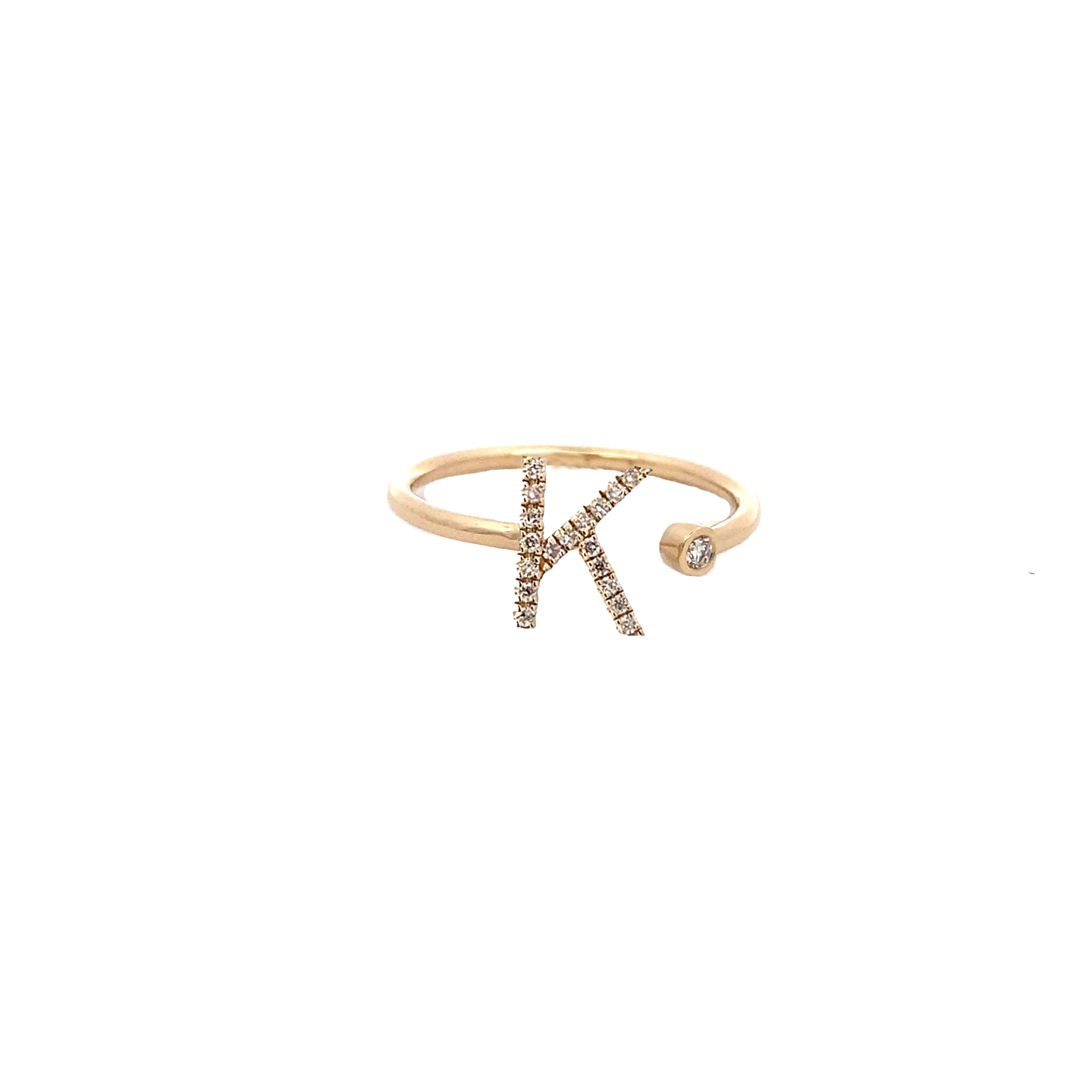 14K Gold Diamond Initial Ring K(0.09ct) - dagatchi.com