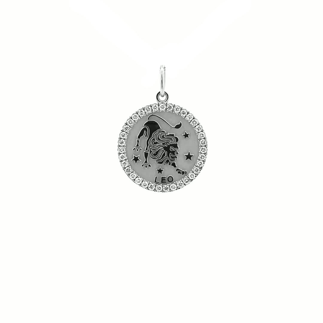 14K Gold 18mm Zodiac Sign Leo  Diamond  Pendants(0.45ct) - dagatchi.com