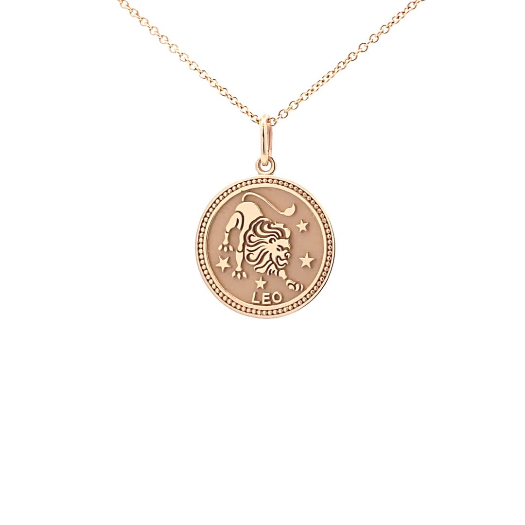 14K  Gold 18mm Zodiac Sign Leo Pendant - dagatchi.com