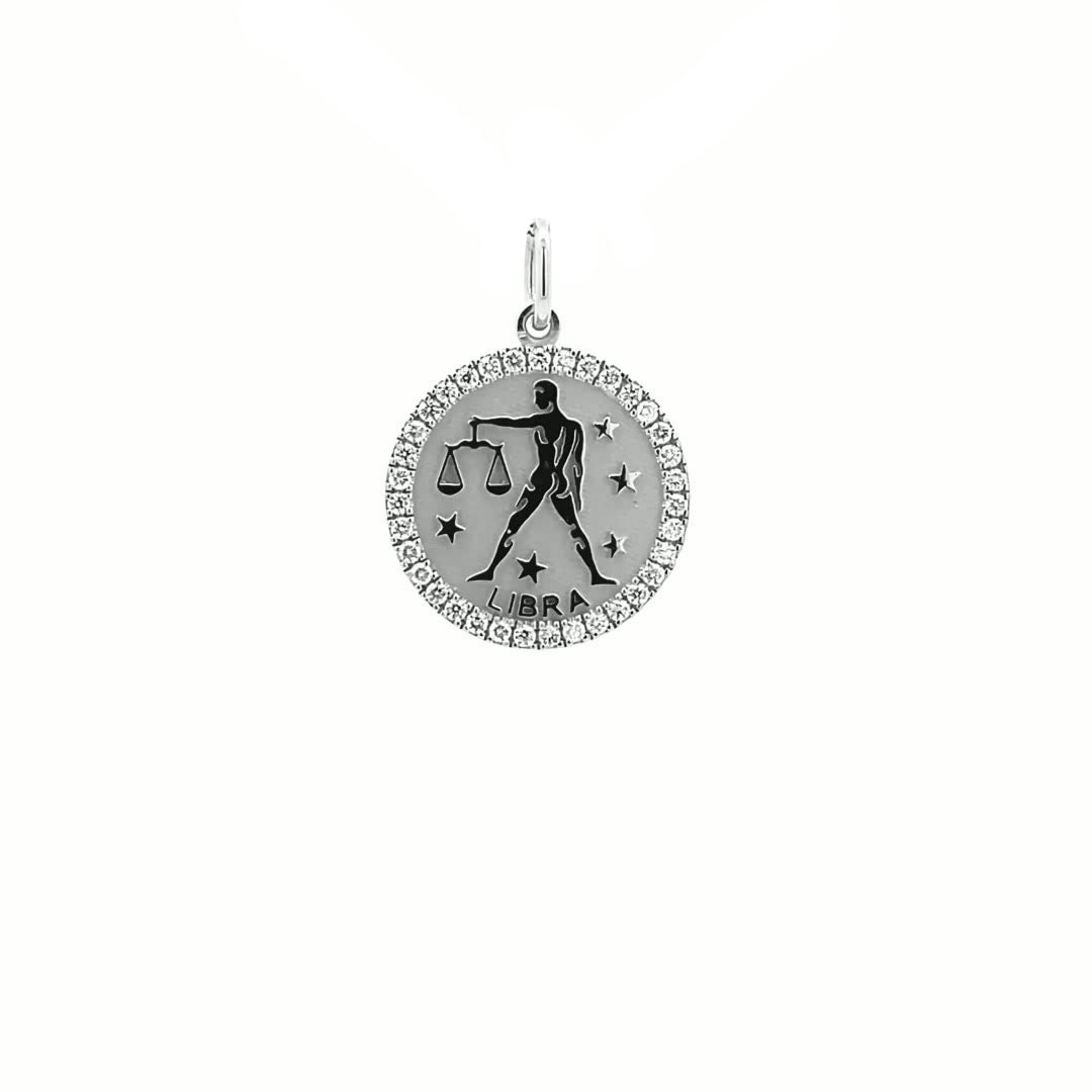 14K Gold 18mm Zodiac Sign Libra  Diamond  Pendants(0.45ct) - dagatchi.com