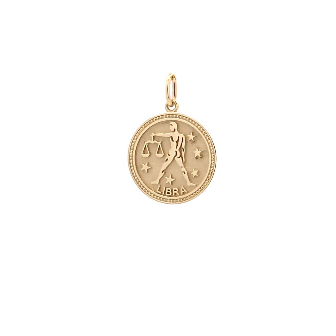 14K  Gold 18mm Zodiac Sign Libra Pendant - dagatchi.com