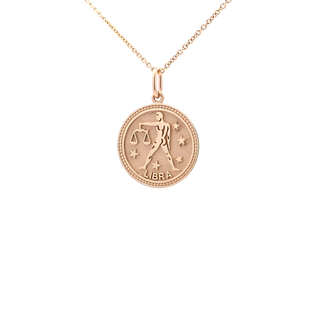 14K  Gold 18mm Zodiac Sign Libra Pendant - dagatchi.com