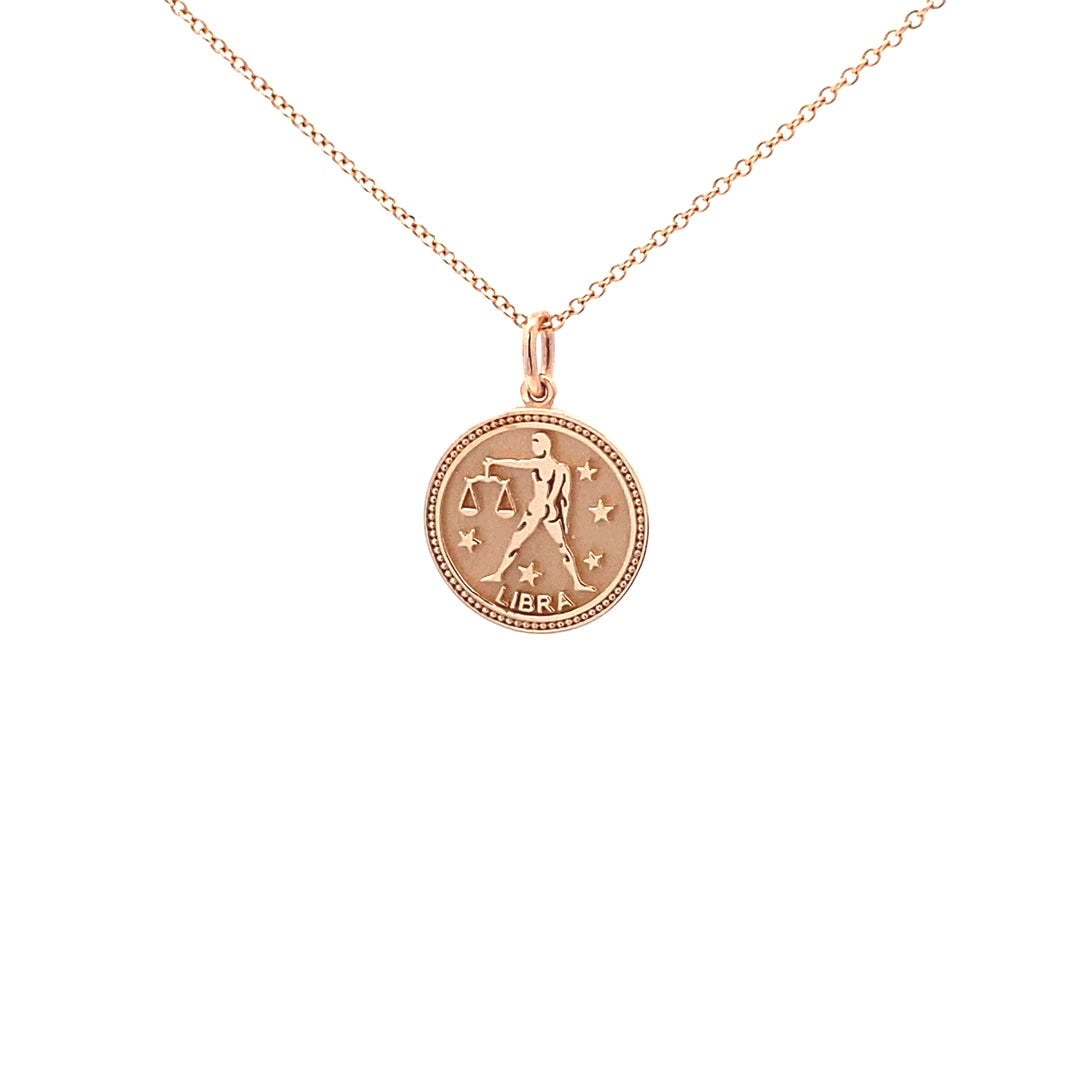 14K  Gold 13mm Zodiac Sign Libra Pendant - dagatchi.com