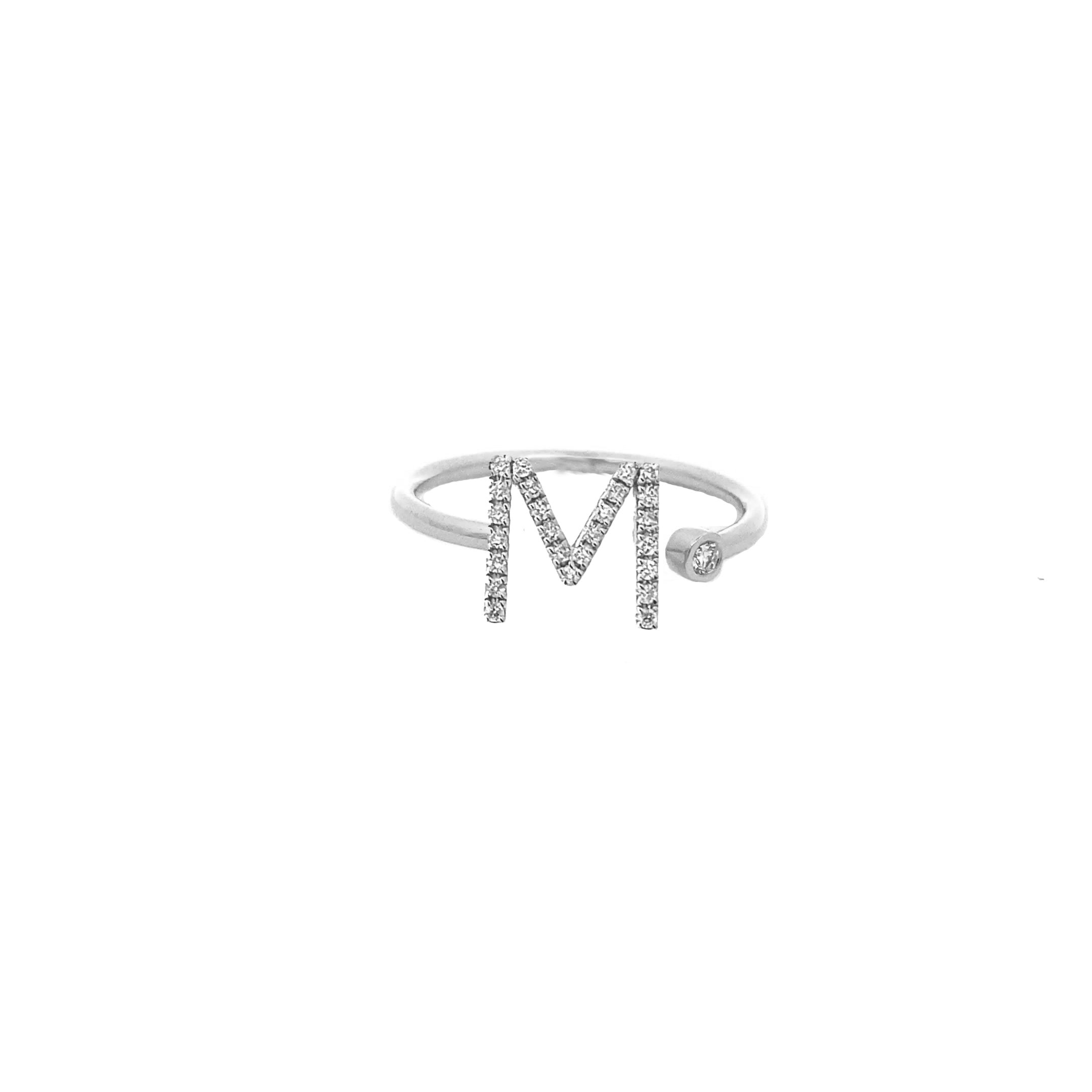 14K Gold Diamond Initial Ring M(0.11ct) - dagatchi.com