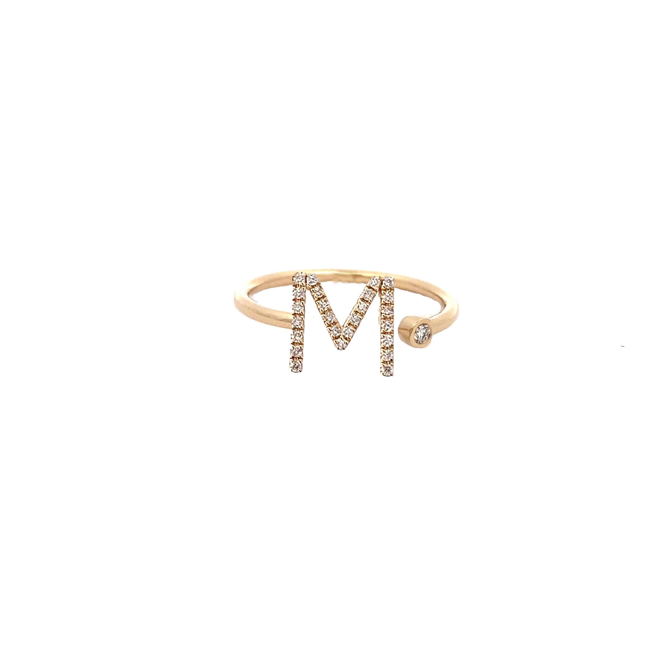 14K Gold Diamond Initial Ring M(0.11ct) - dagatchi.com