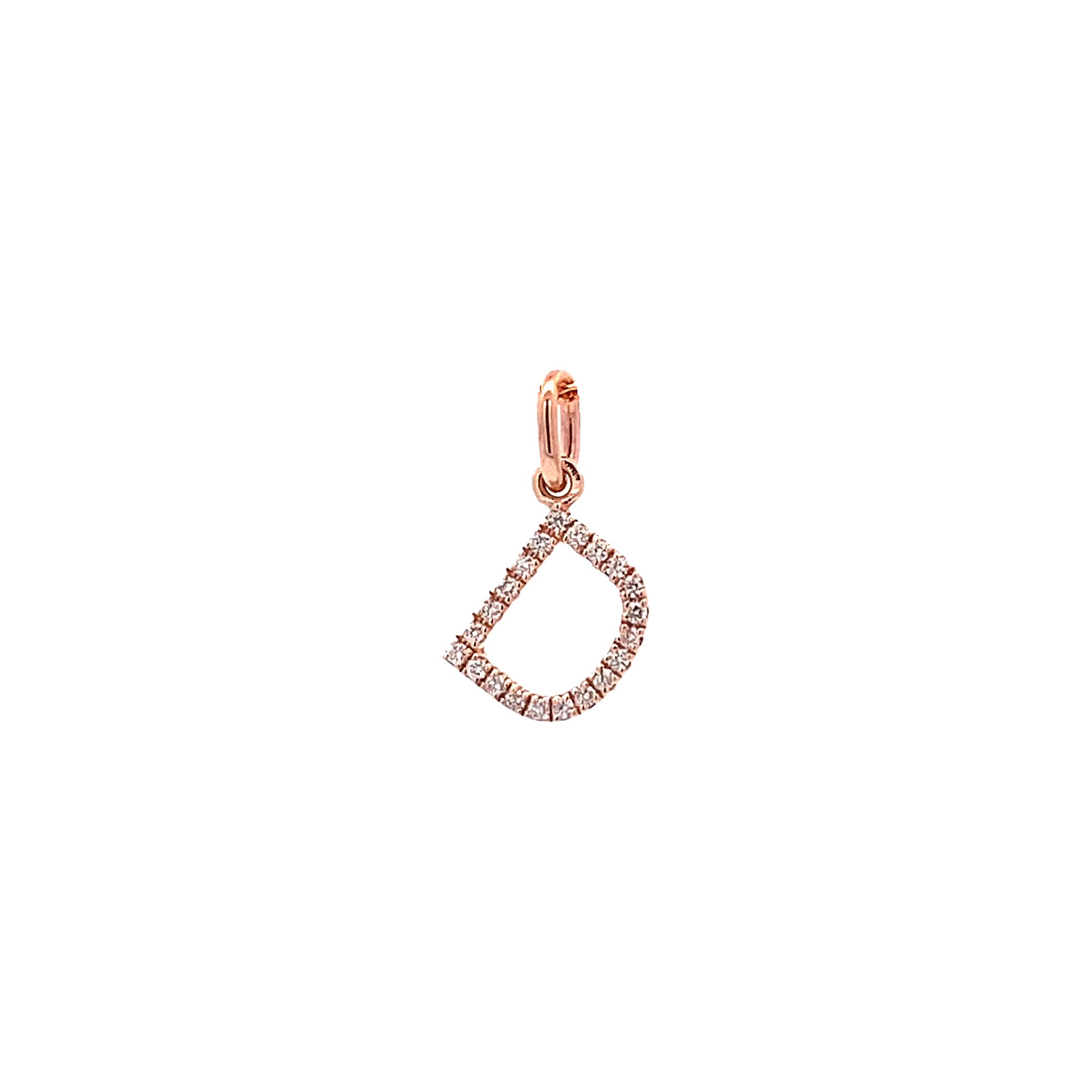 14K Gold Initial Diamond Pendant D(0.08ct) - dagatchi.com