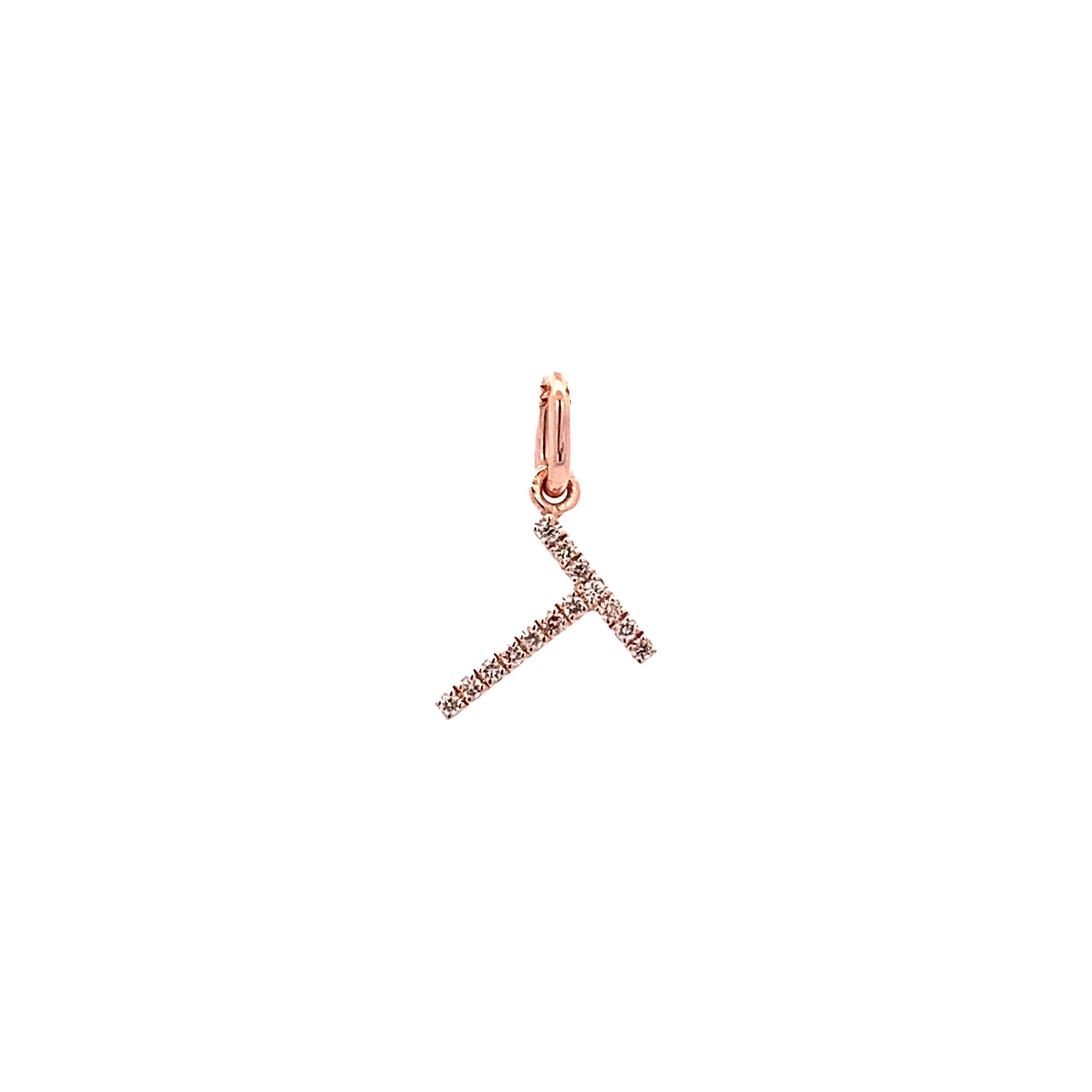 14K Gold Initial Diamond Pendant T(0.05ct) - dagatchi.com