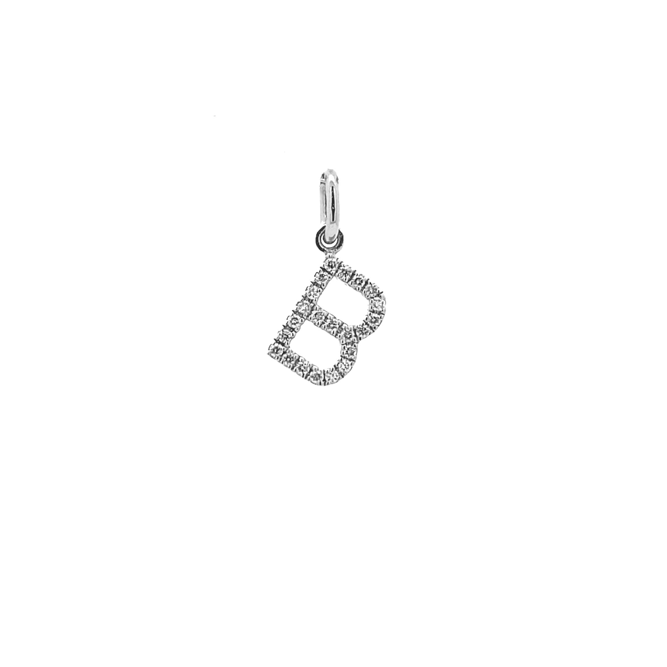 14K Gold Diamond Initial Pendant B(0.08ct) - dagatchi.com