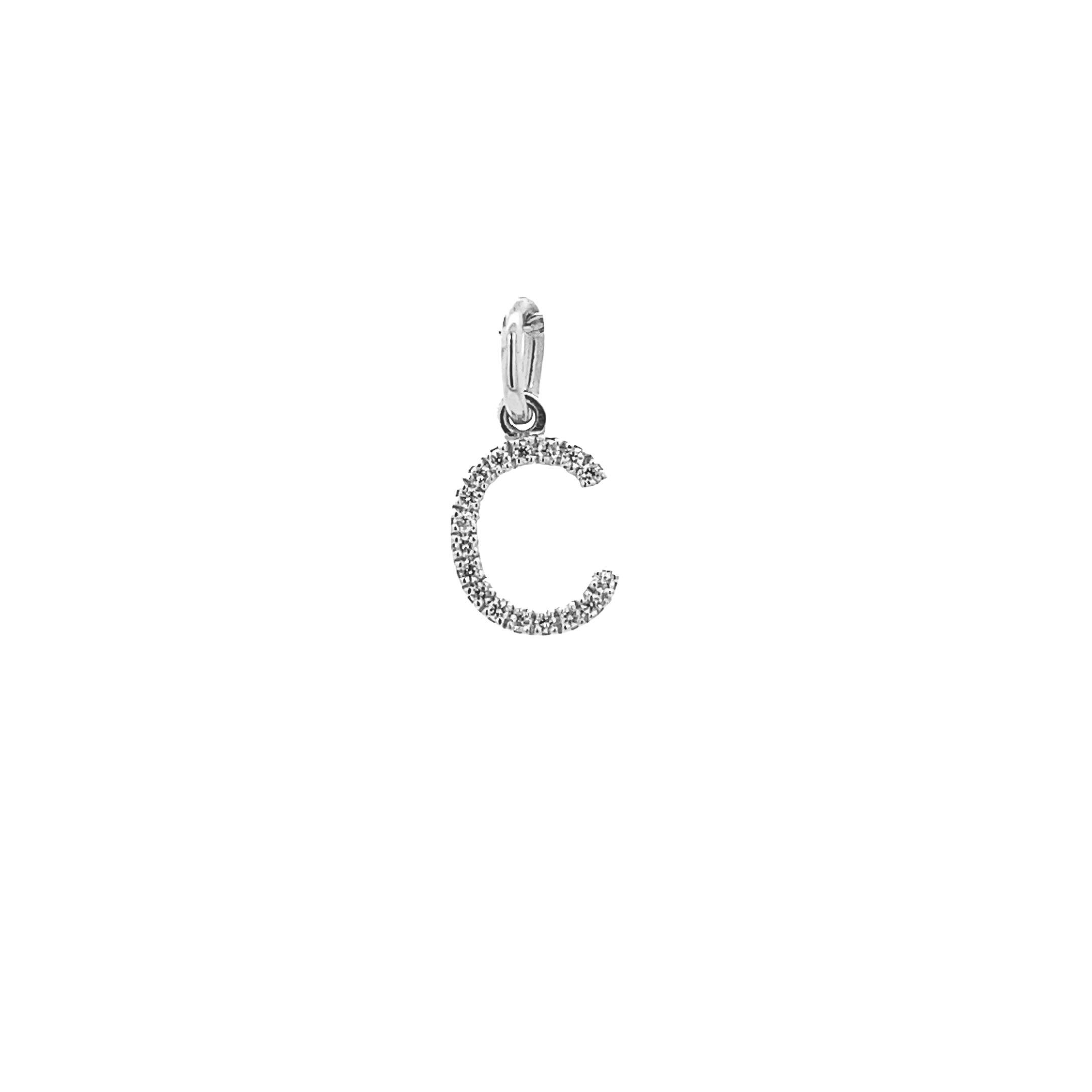 14K Gold Initial Diamond Pendant C(0.06ct) - dagatchi.com