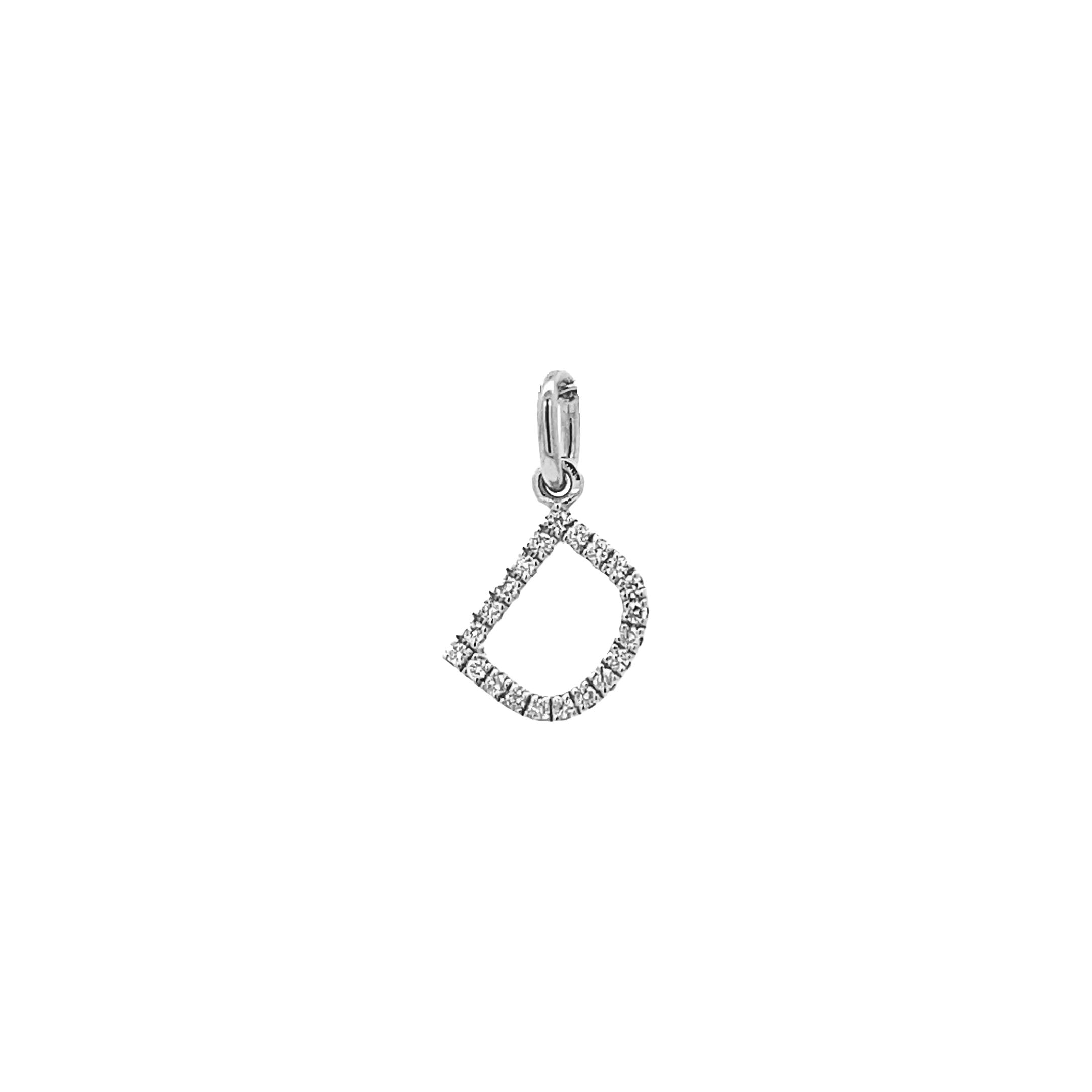 14K Gold Initial Diamond Pendant D(0.08ct) - dagatchi.com
