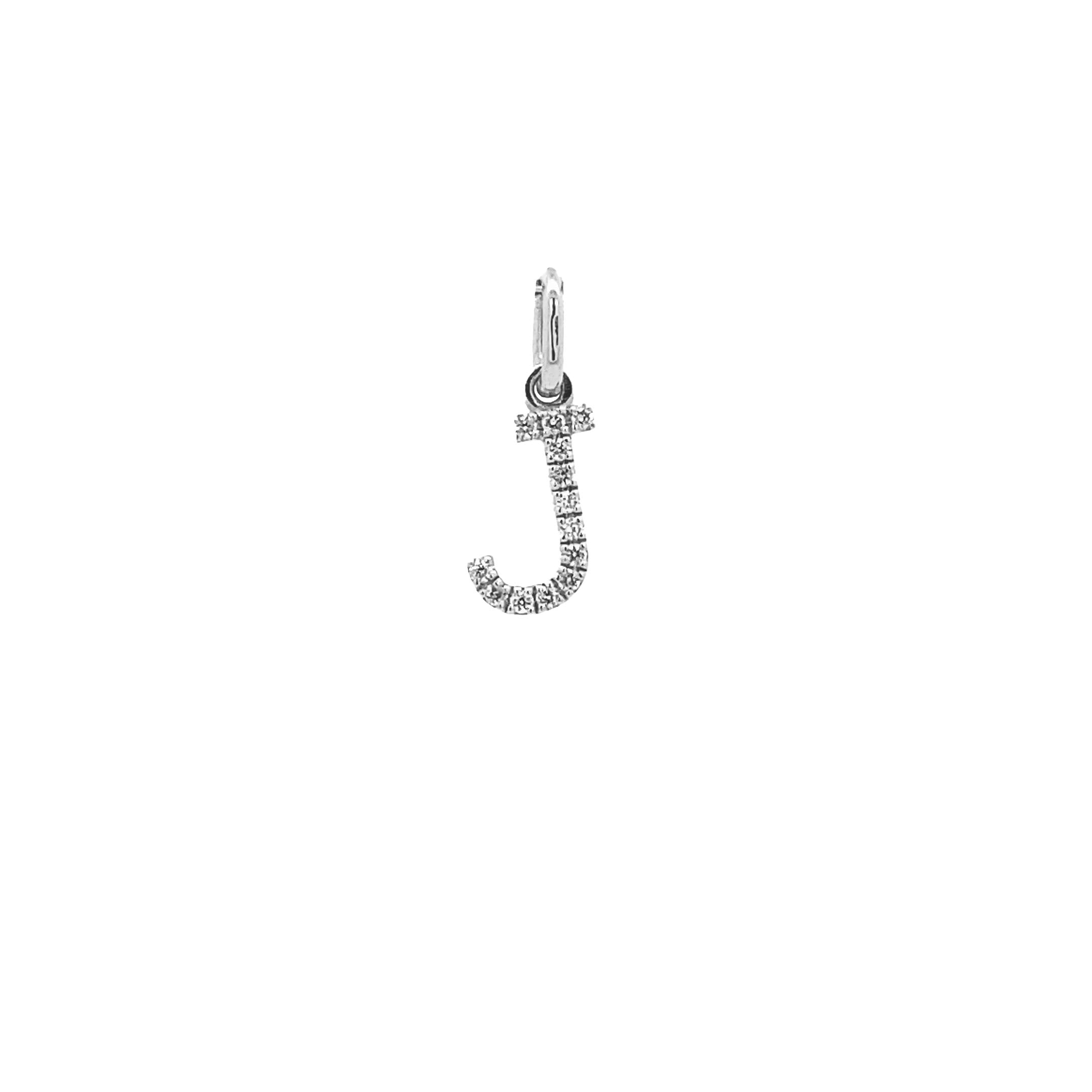 14K Gold Initial Diamond Pendant J(0.05ct) - dagatchi.com