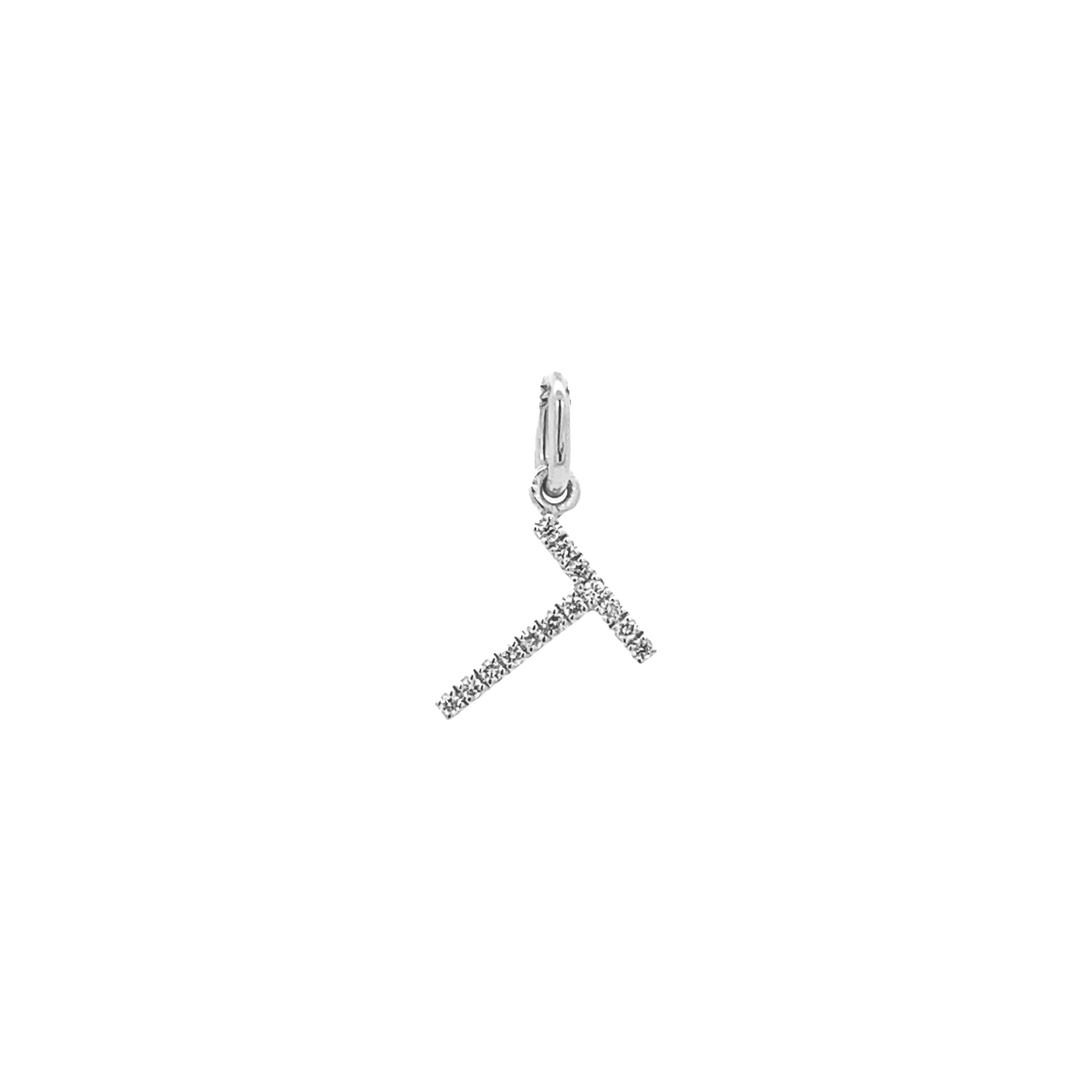 14K Gold Initial Diamond Pendant T(0.05ct) - dagatchi.com