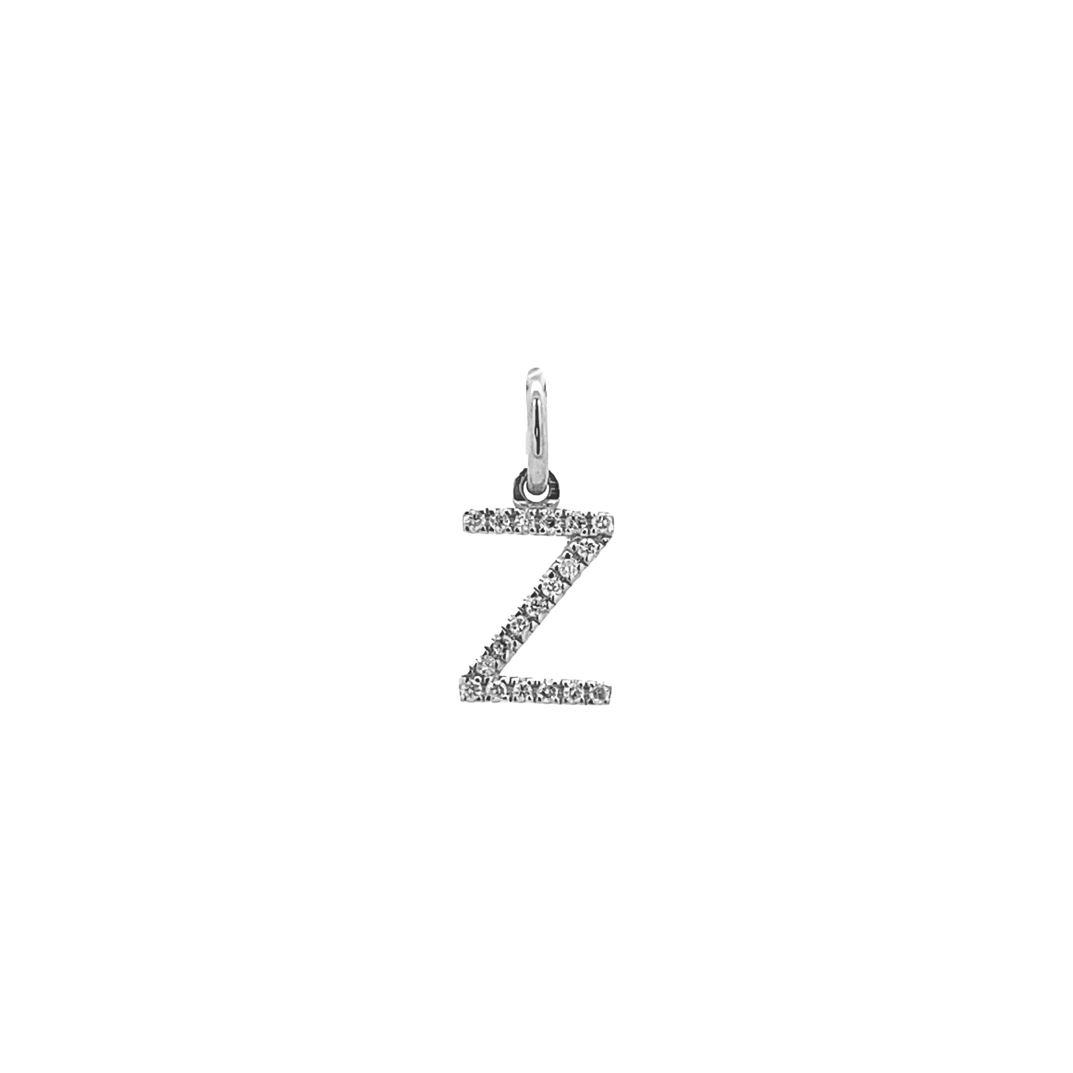 14K Gold Initial Diamond Pendant Z(0.07ct) - dagatchi.com